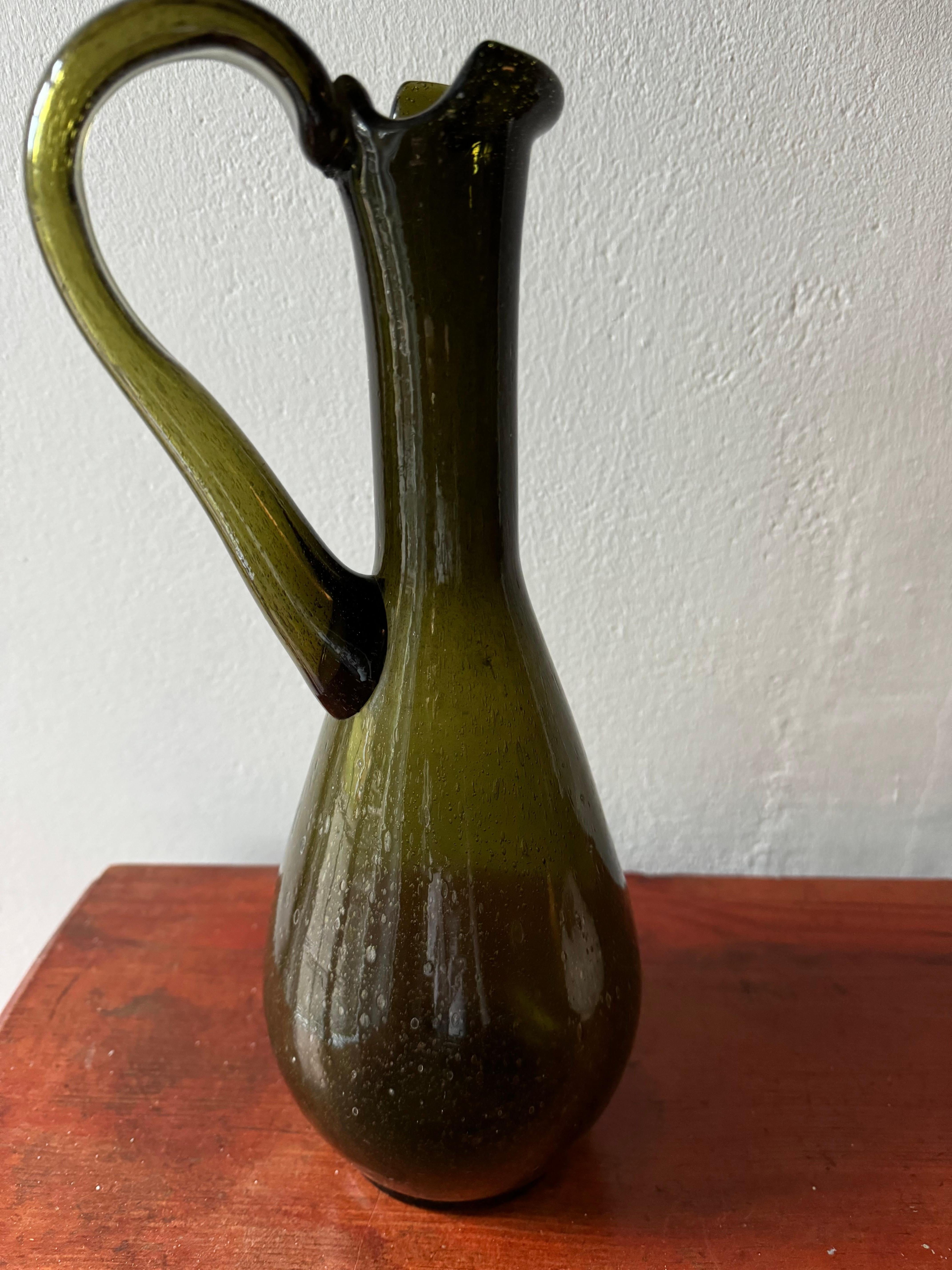 French Biot bubble glass carafe pitcher 1