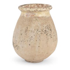 French Biot Jar with Yellow Glazed Rim