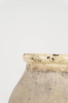 French Biot Jar with Yellow Glazed Rim