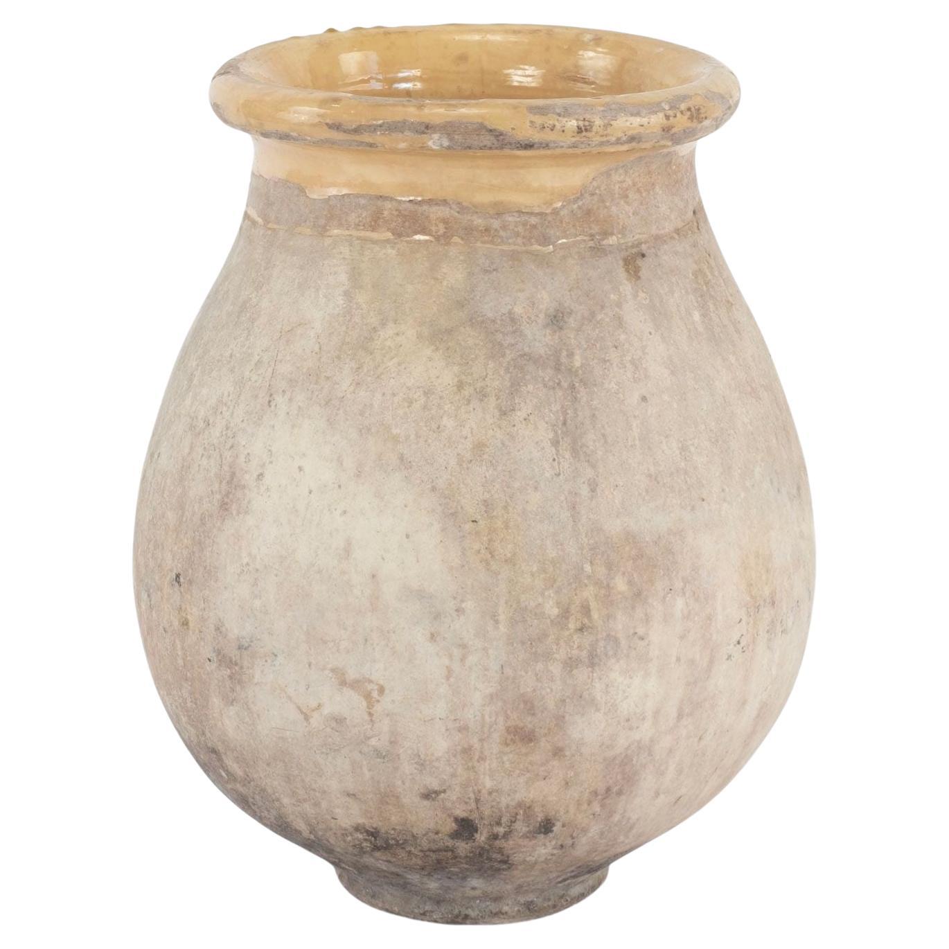 French Biot Jar with Yellow Glazed Rim