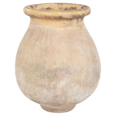 Pot à biot français avec bord émaillé jaune