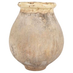 French Biot Jar with Yellow Glazed Rim