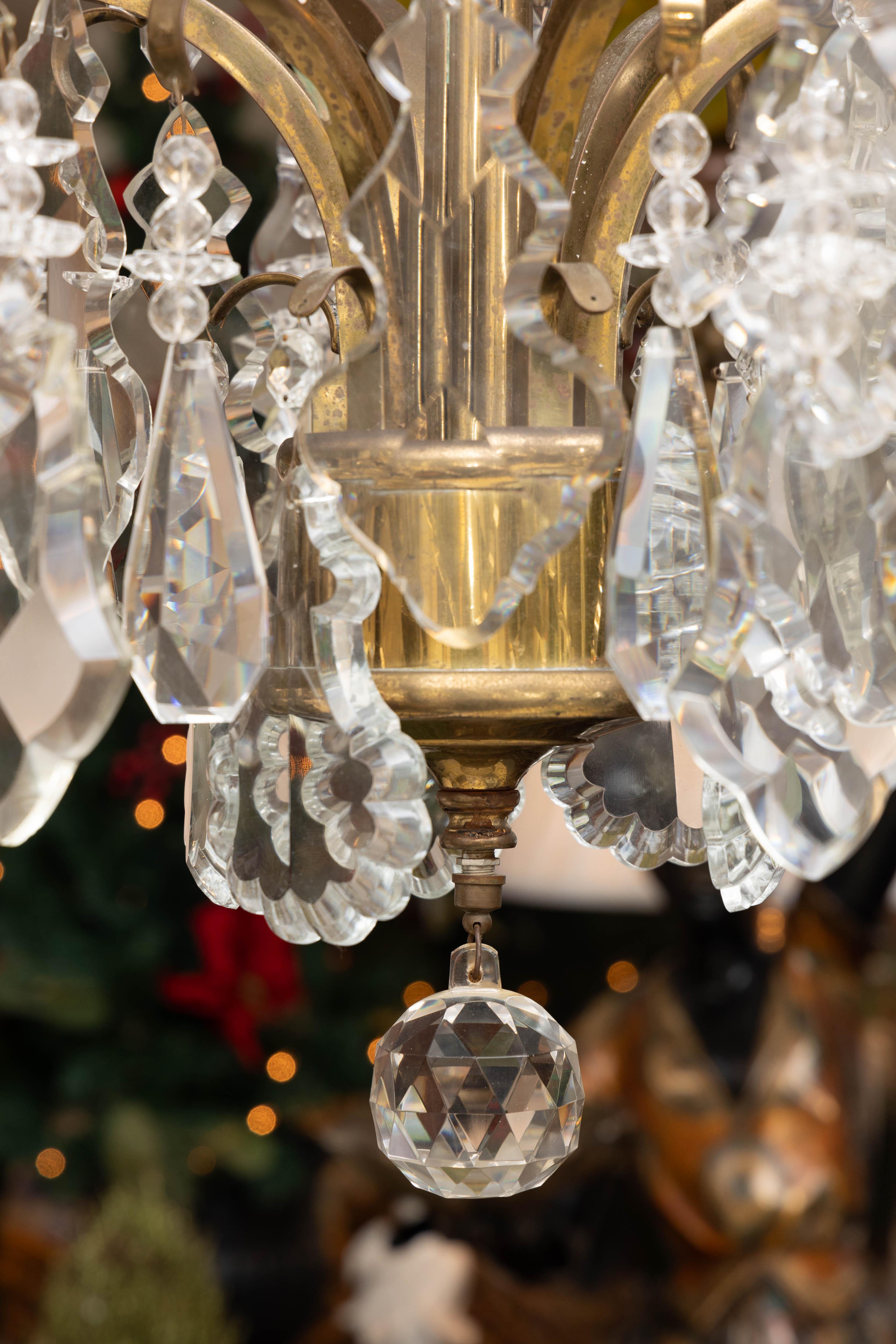 20th Century French Bird Chage and Crystal Chandelier For Sale