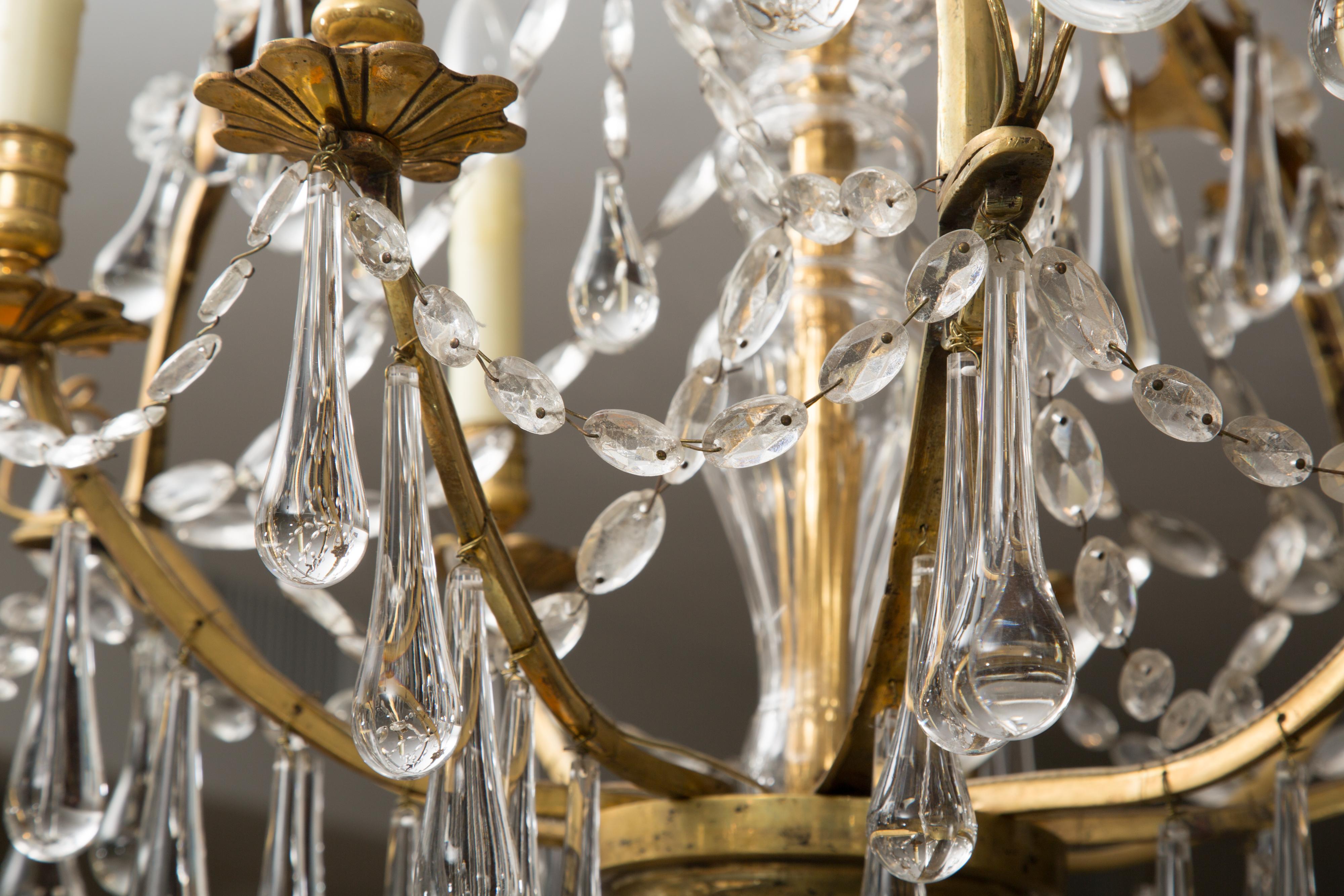 Louis XV French Birdcage Chandelier with Crystal Drops