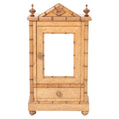 French Birds-Eye Maple and Faux Bamboo Miniature Armoire or Wardrobe
