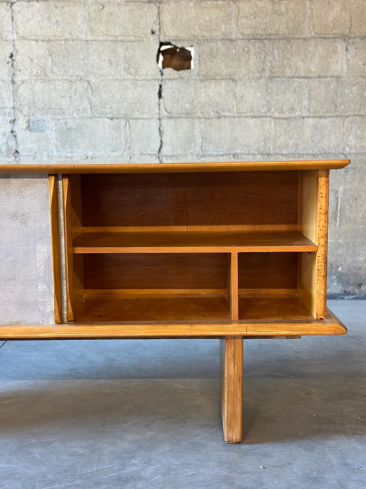 French Birds Eye Maple & Chrome Sideboard 4