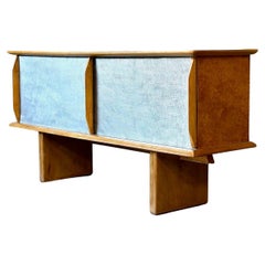 French Birds Eye Maple & Chrome Sideboard