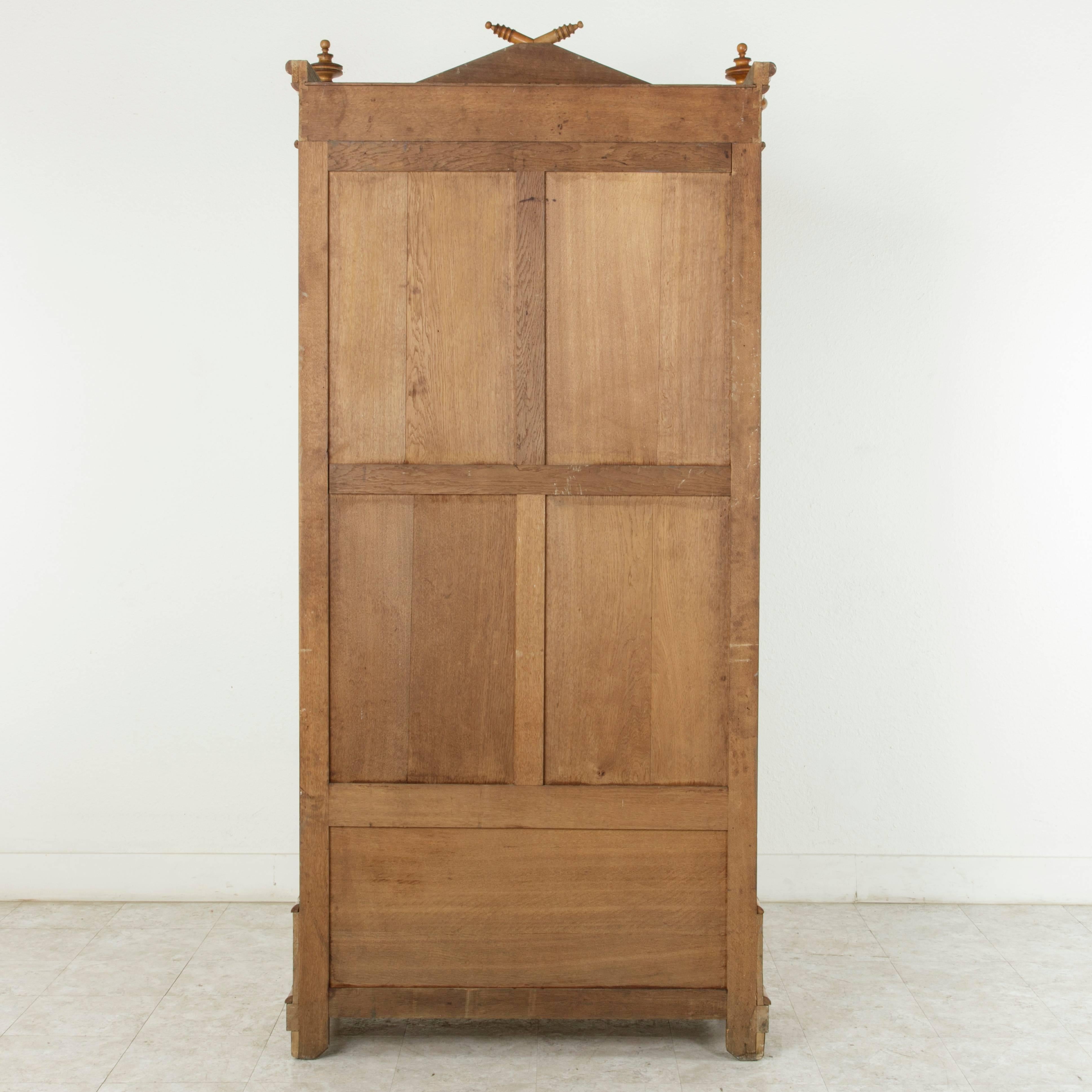 French Bird's-Eye Maple and Cherrywood Faux Bamboo Armoire with Mirror 11