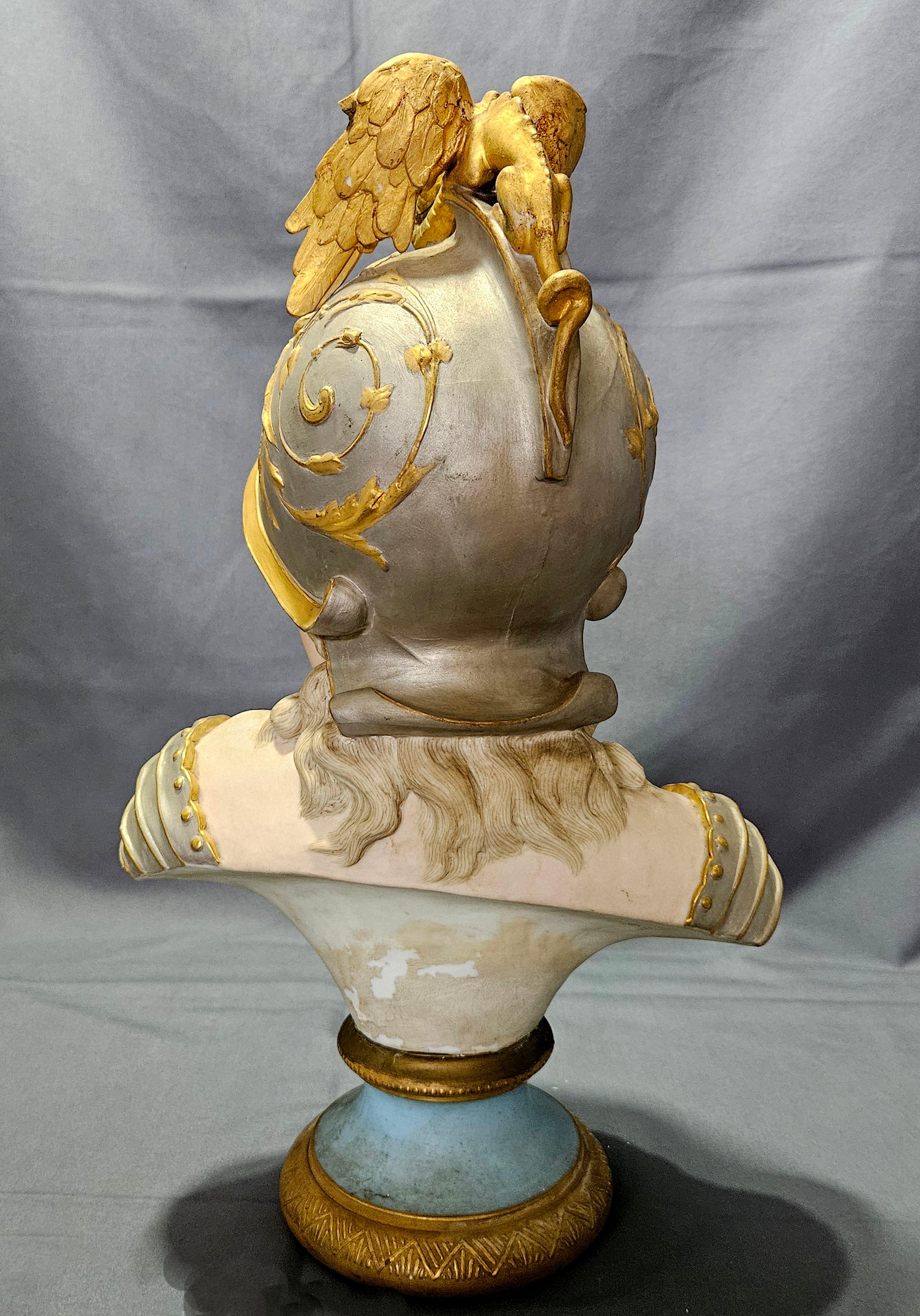 Porcelain French Bisque Boy with Helmet,  19th Century For Sale