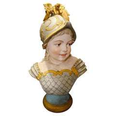 Antique French Bisque Boy with Helmet,  19th Century