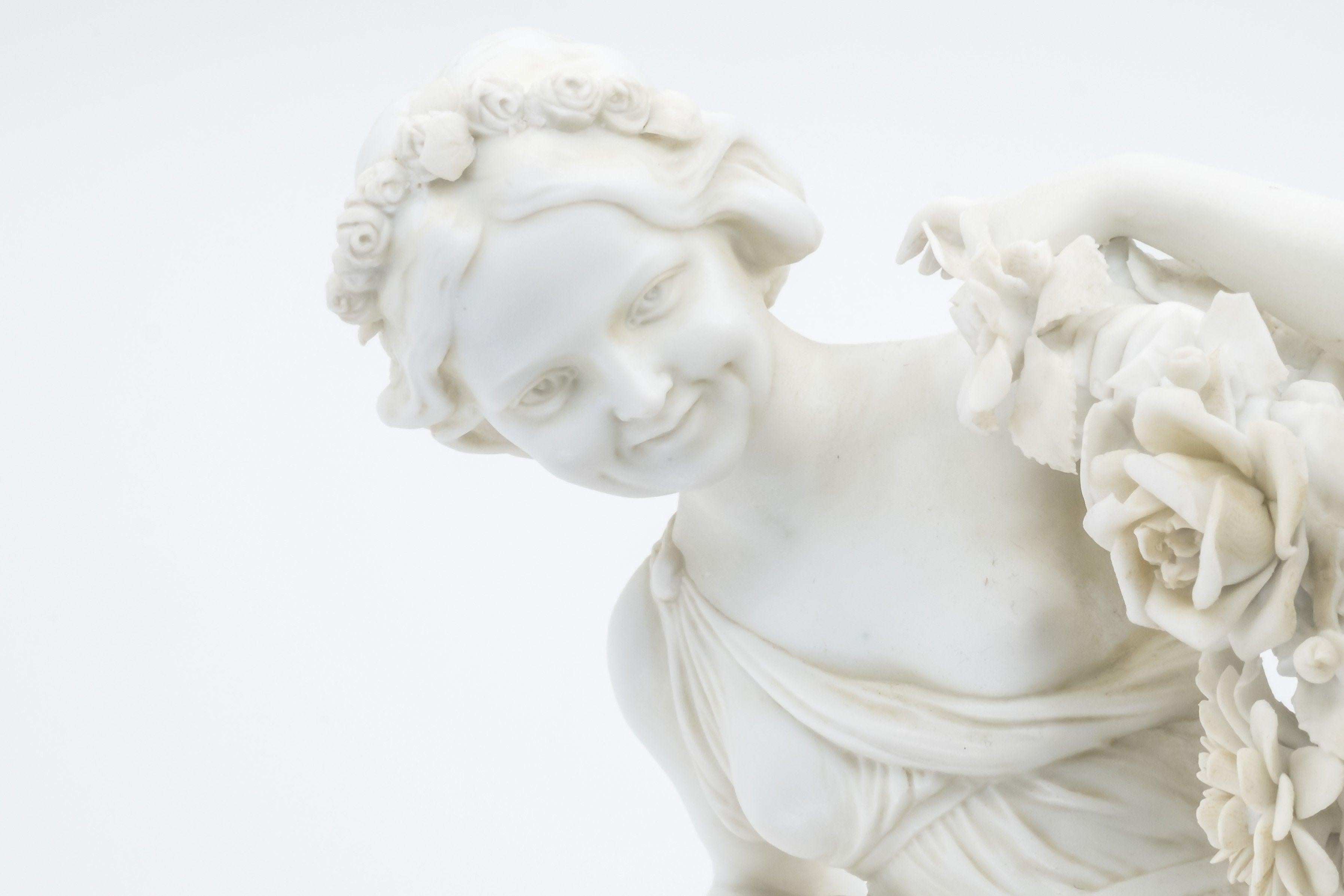 French Bisque Figure of Two Girls Holding Flowers, 19th Century For Sale 1