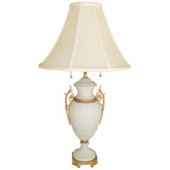 French Bisque Porcelain and Gilt Bronze Classical Urn Form Table Lamp