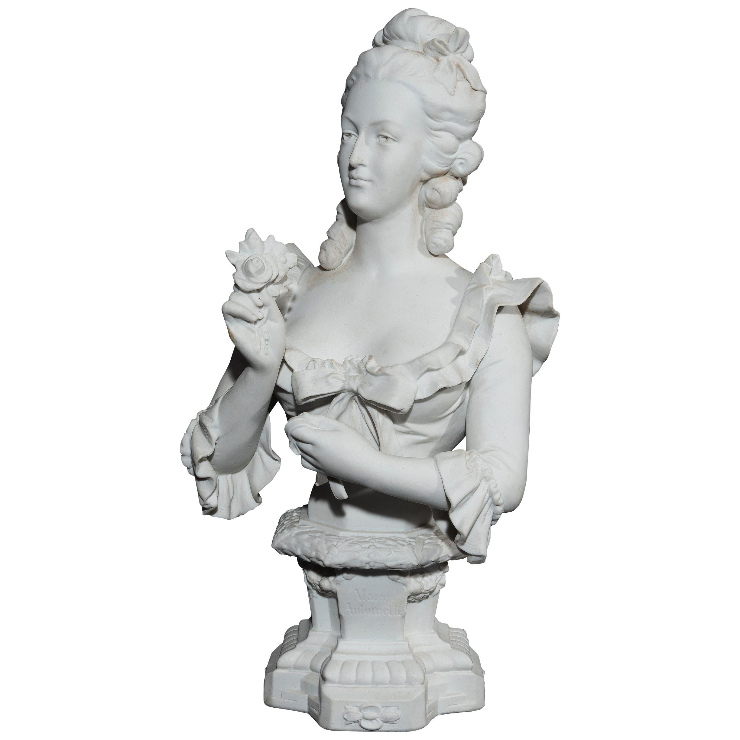 French Bisque Porcelain Busts of Marie Antoinette For Sale