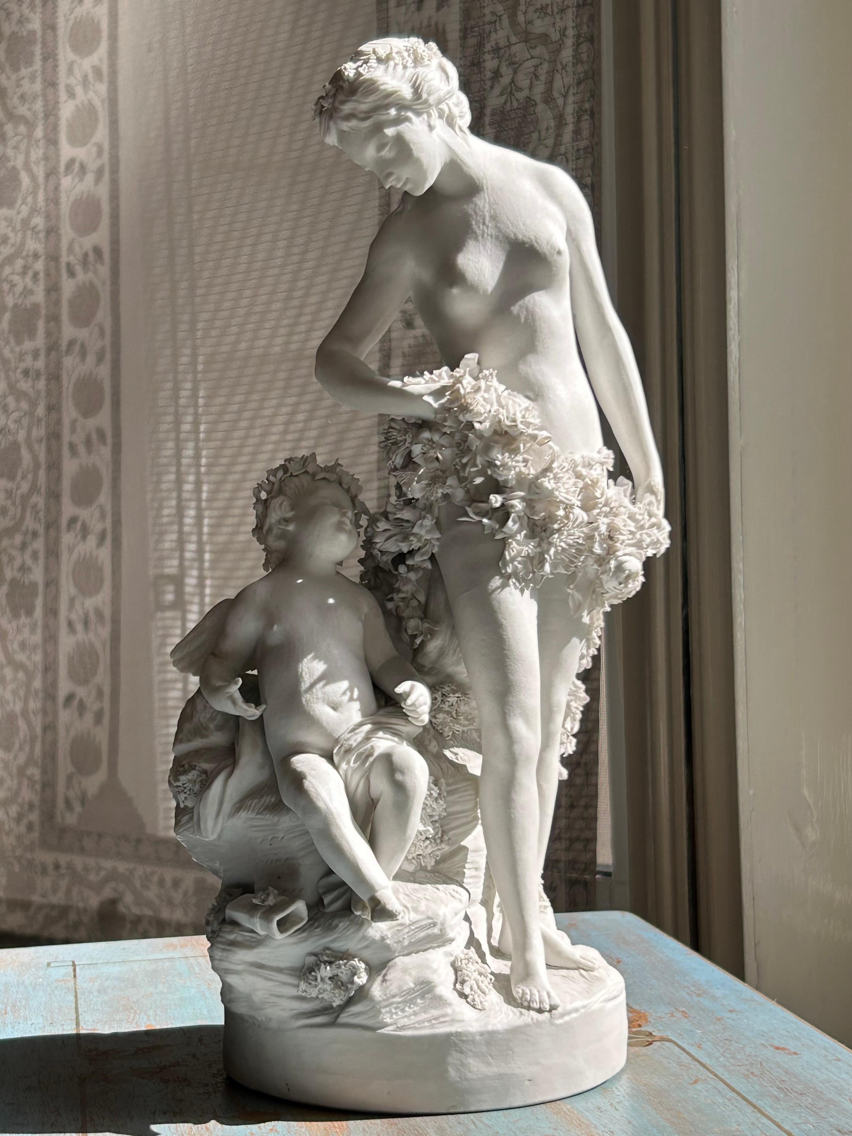 French Bisque Porcelain Group of Venus and Cupid, Mid 19th Century For Sale 7