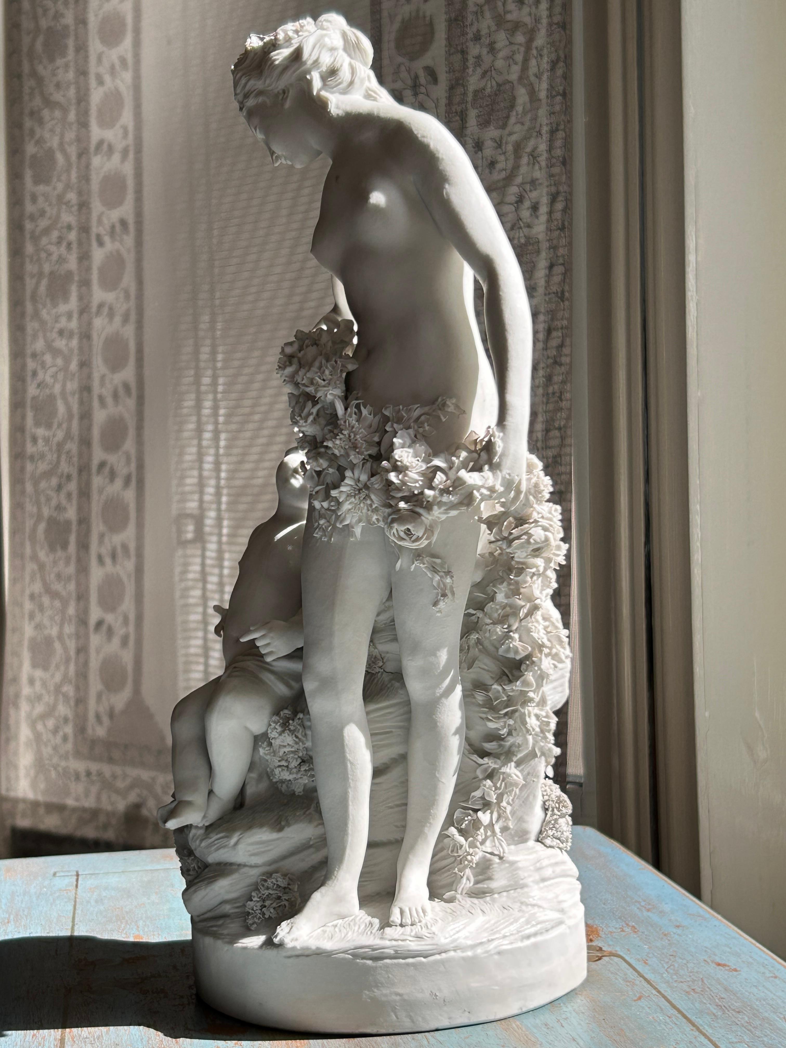 French Bisque Porcelain Group of Venus and Cupid, Mid 19th Century For Sale 8