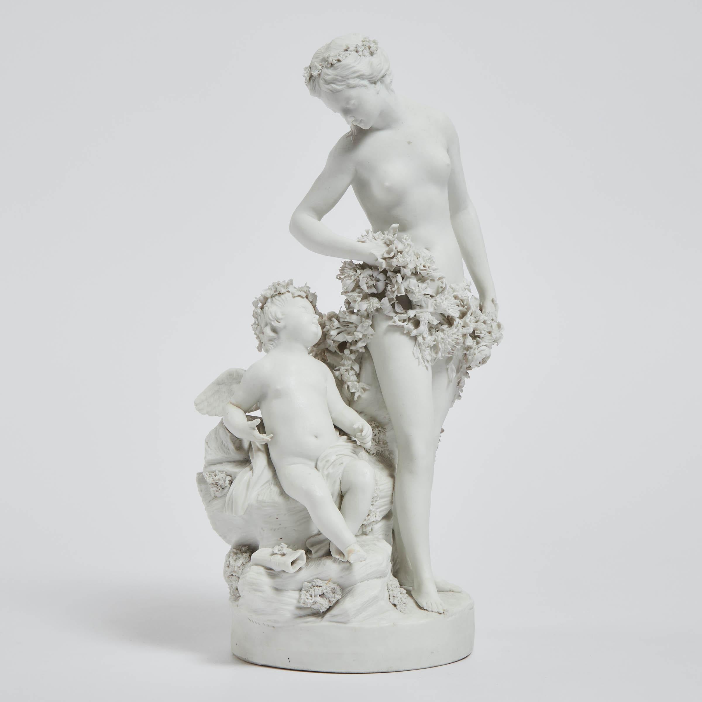 French Bisque Porcelain Group of Venus and Cupid, Mid 19th Century For Sale 9