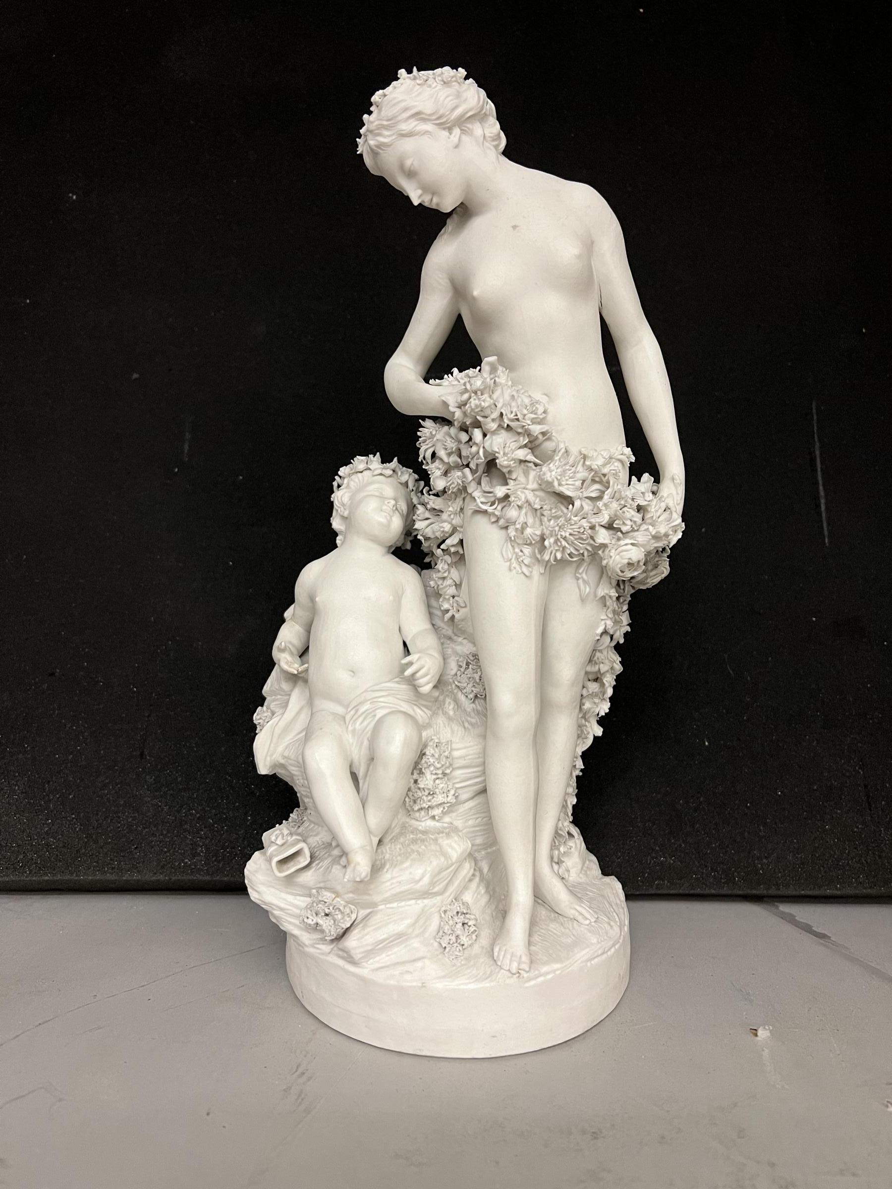 Groupe de Vénus et Cupidon en porcelaine biscuit française, milieu du 19e siècle en vente 7