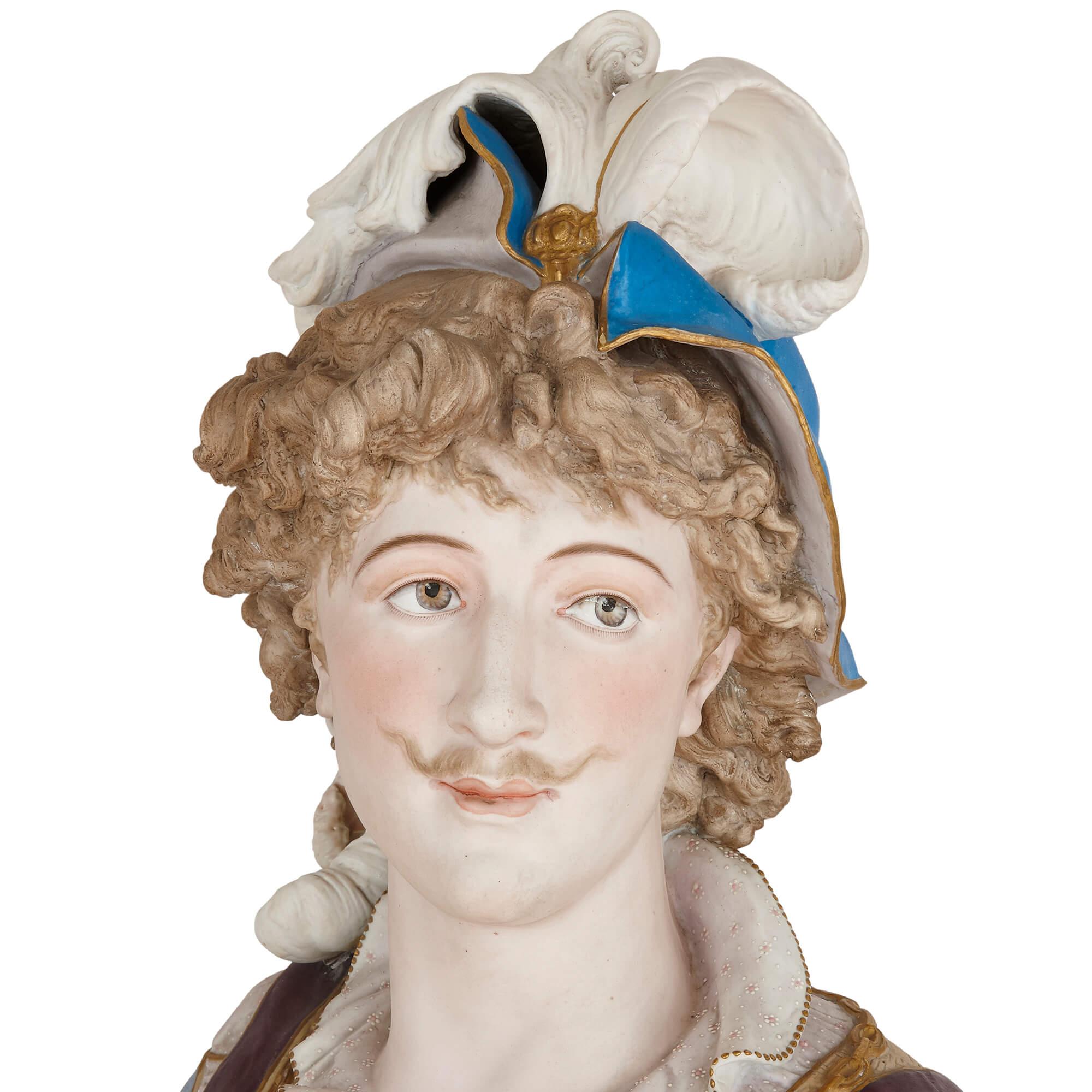 French Bisque Porcelain Portrait Bust in the Renaissance Manner In Good Condition For Sale In London, GB