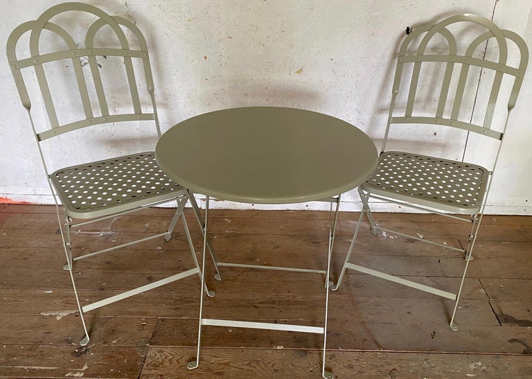 French Bistro Cafe Folding Metal Table and Matching Chairs For Sale 6