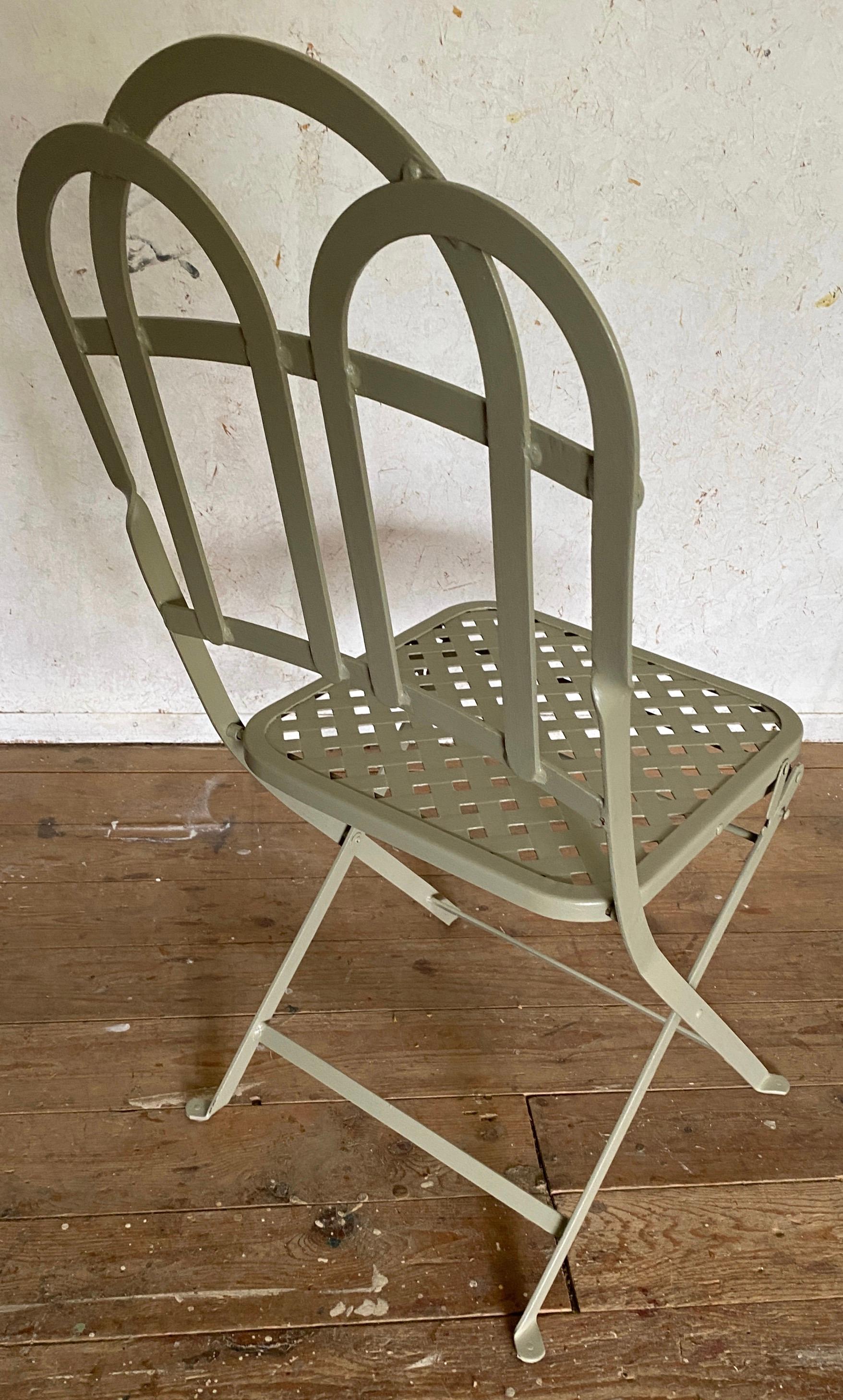 Napoleon III French Bistro Cafe Folding Metal Table and Matching Chairs