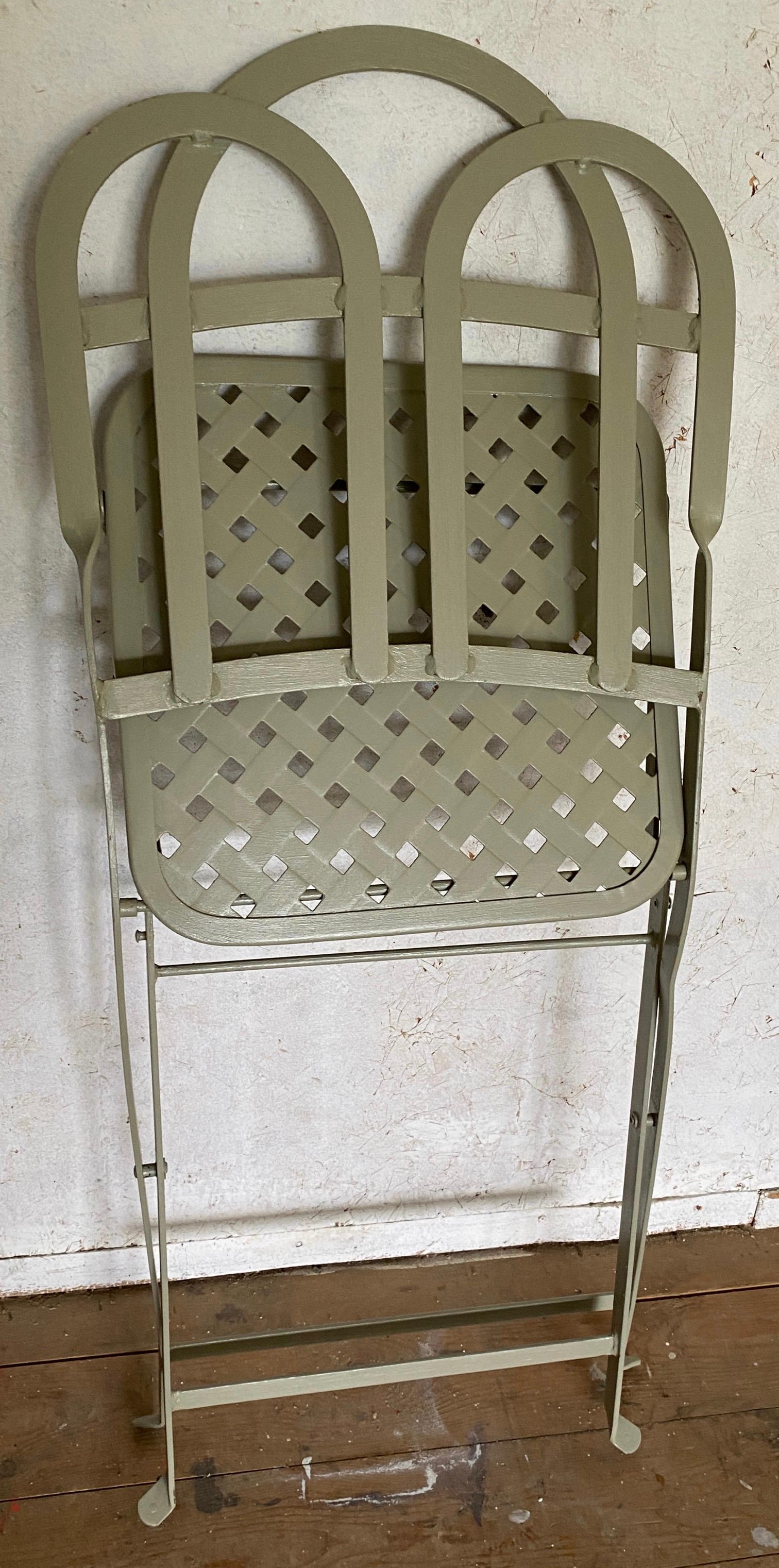 Mid-20th Century French Bistro Cafe Folding Metal Table and Matching Chairs