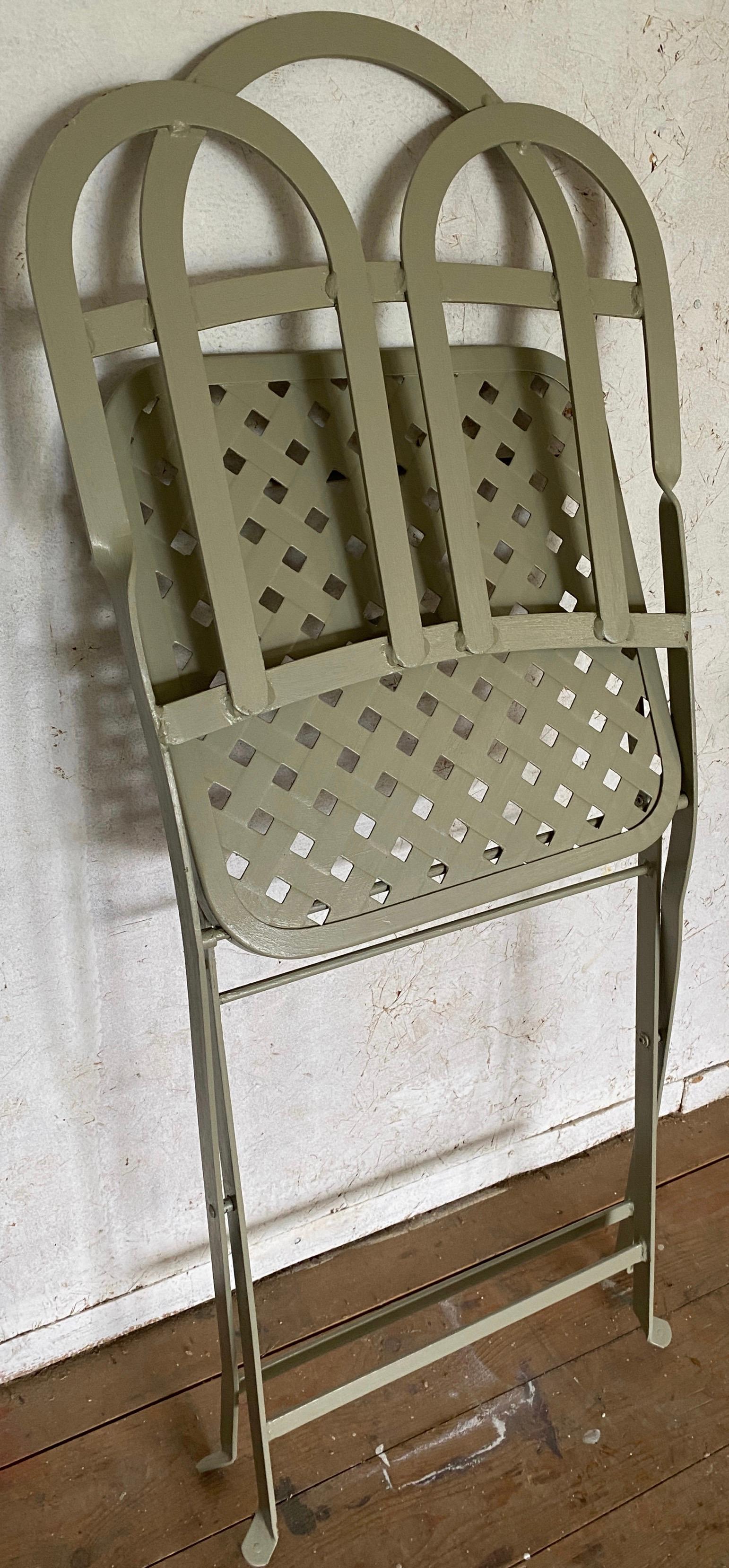Iron French Bistro Cafe Folding Metal Table and Matching Chairs