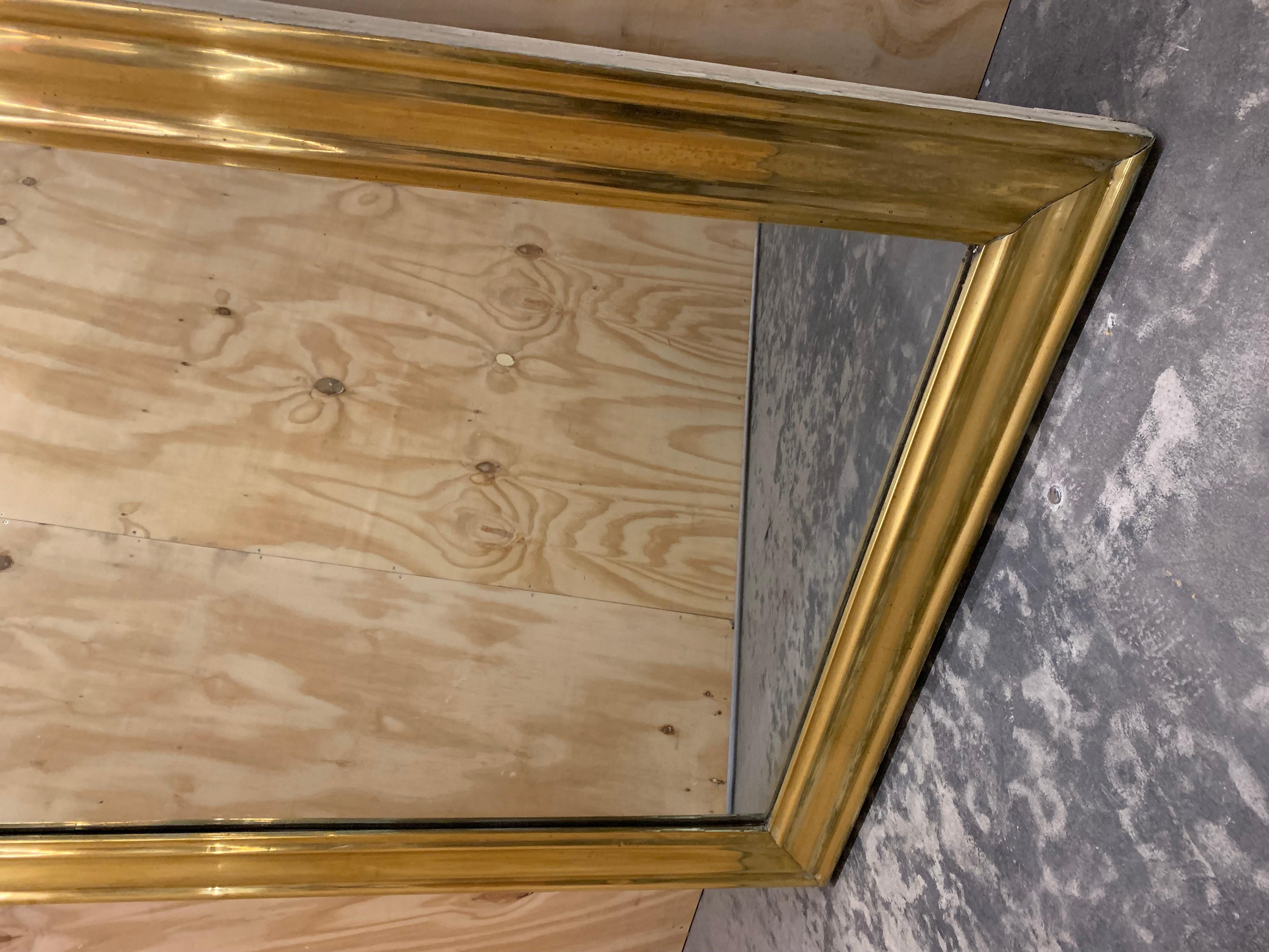 Brass French Bistro Mirror For Sale