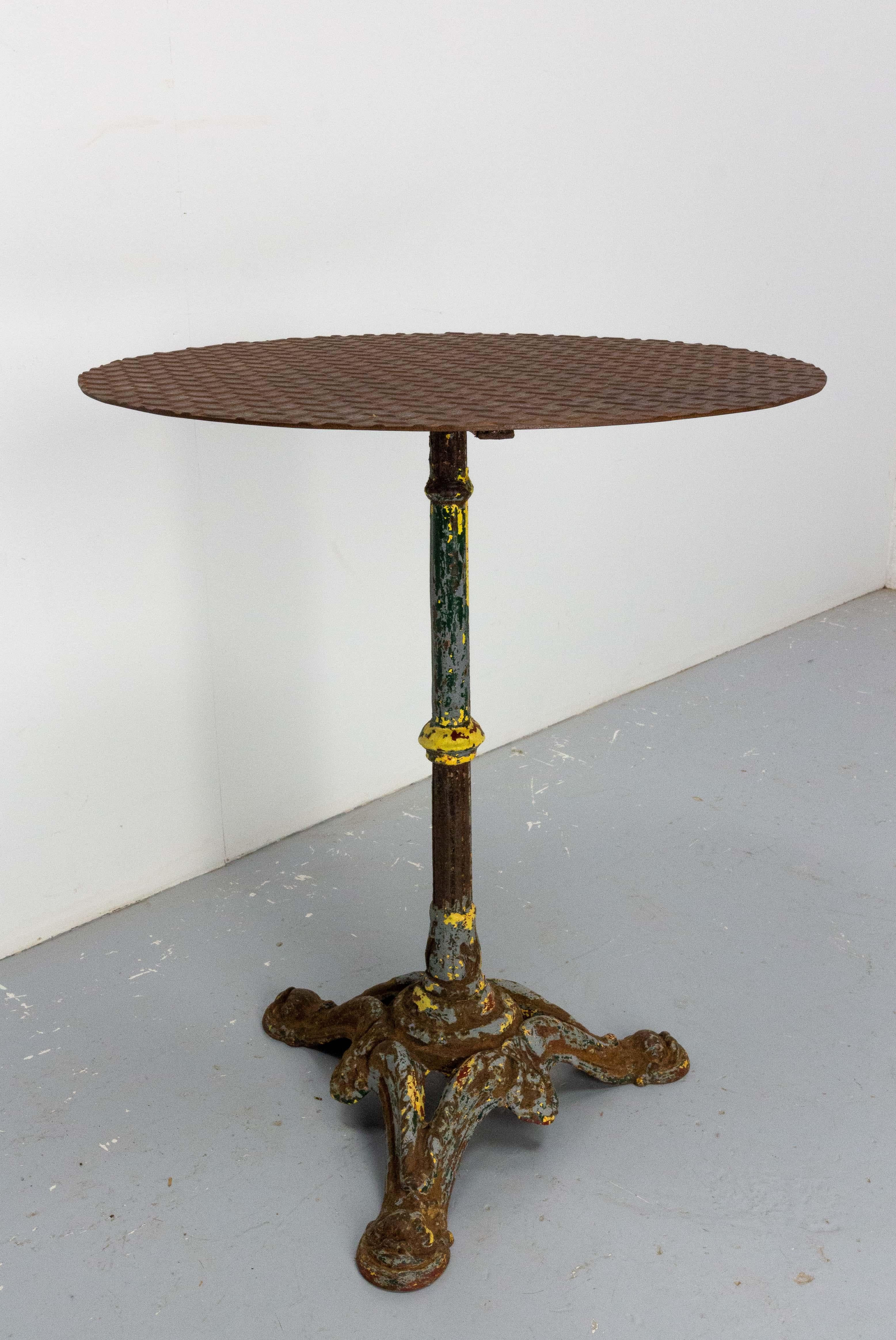 Belle Époque French Bistro or Coffee Table Metal Top & Wrought Iron Foot, Late 19th Century For Sale