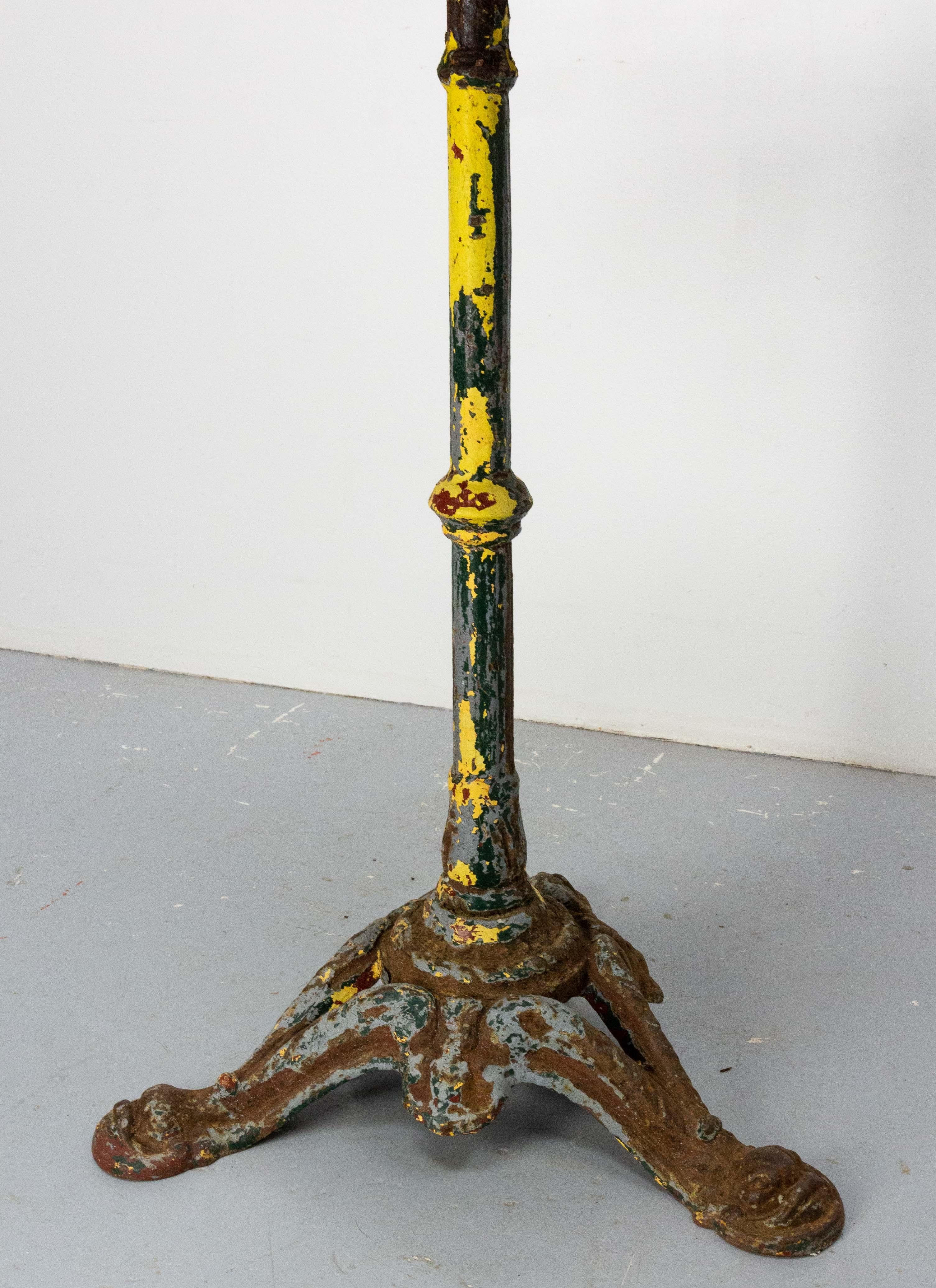 French Bistro or Coffee Table Metal Top & Wrought Iron Foot, Late 19th Century For Sale 1