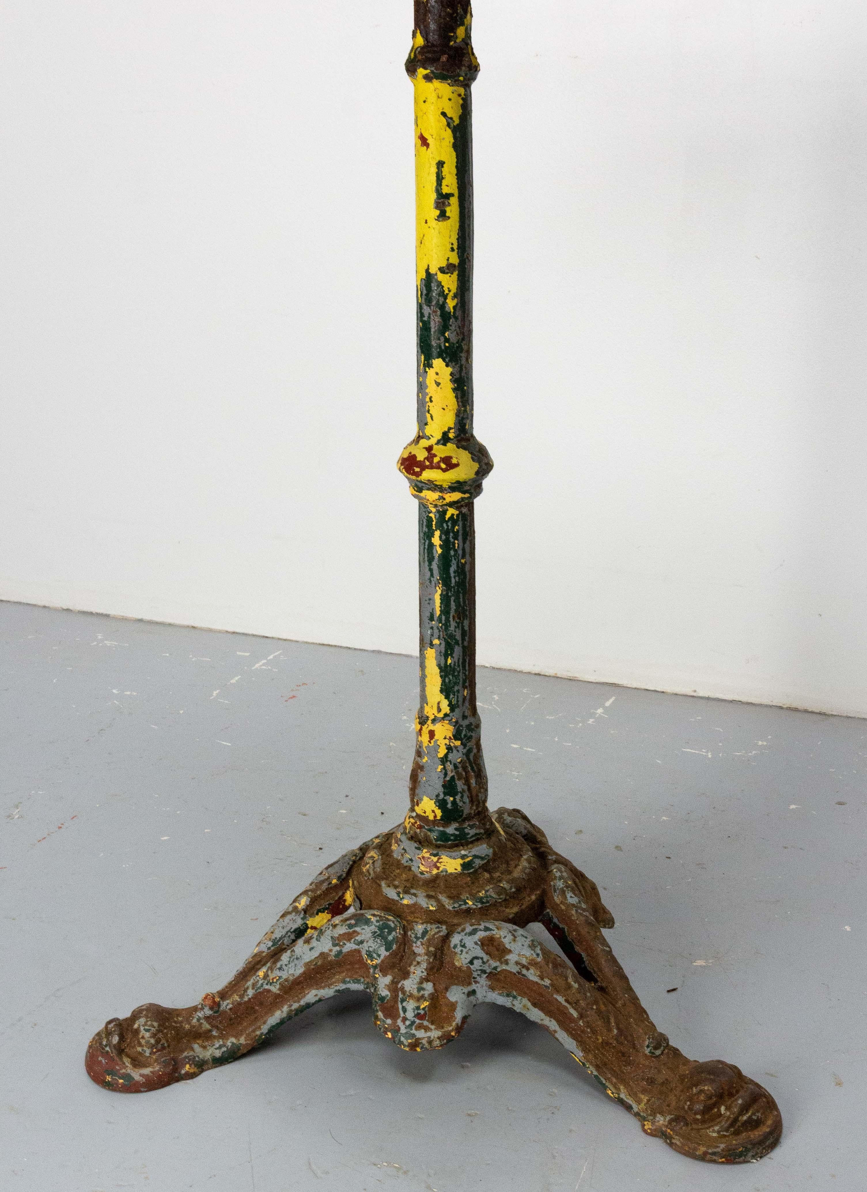French Bistro or Coffee Table Metal Top & Wrought Iron Foot, Late 19th Century 1