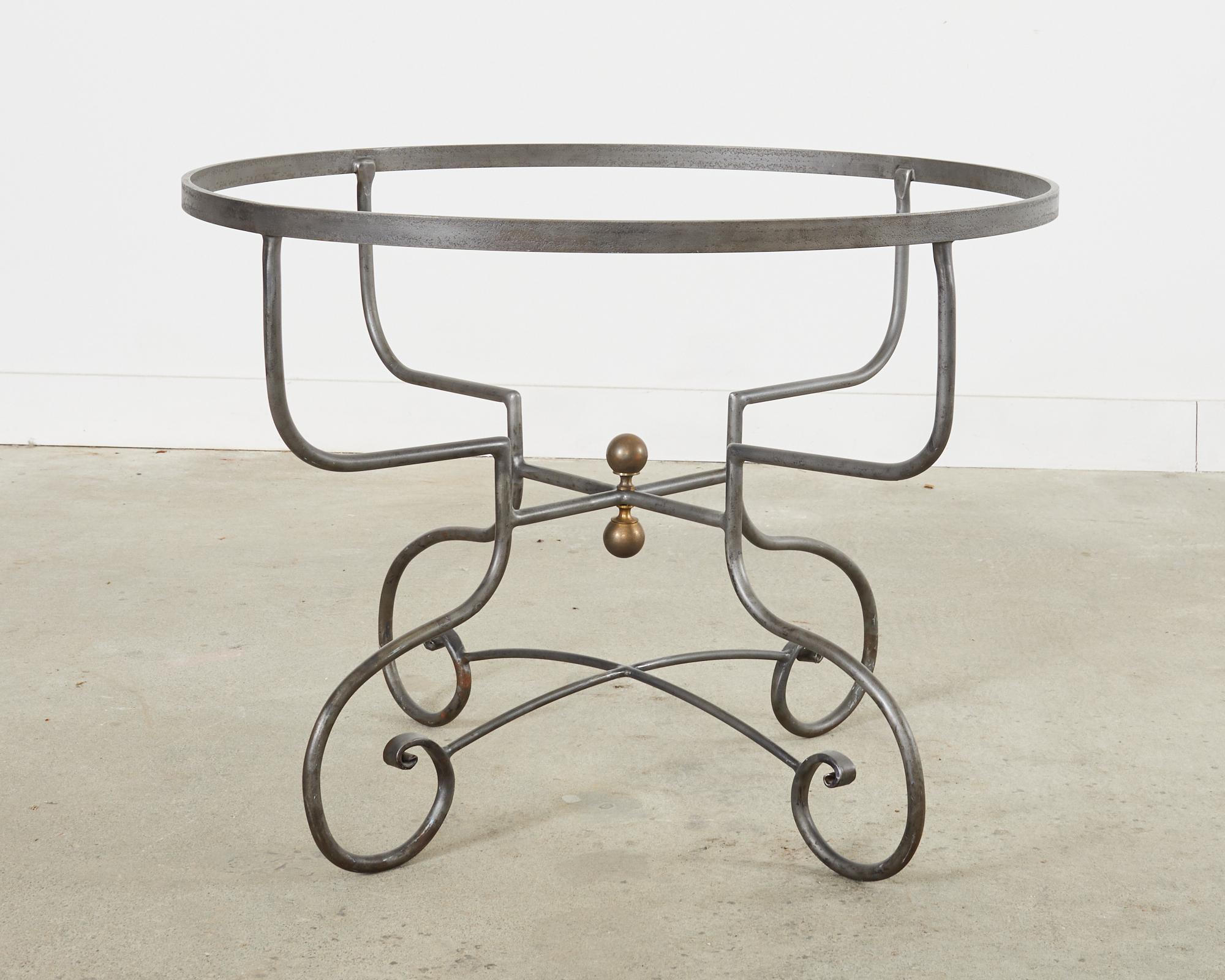 French Bistro Style Round Iron Glass Garden Dining Table 11