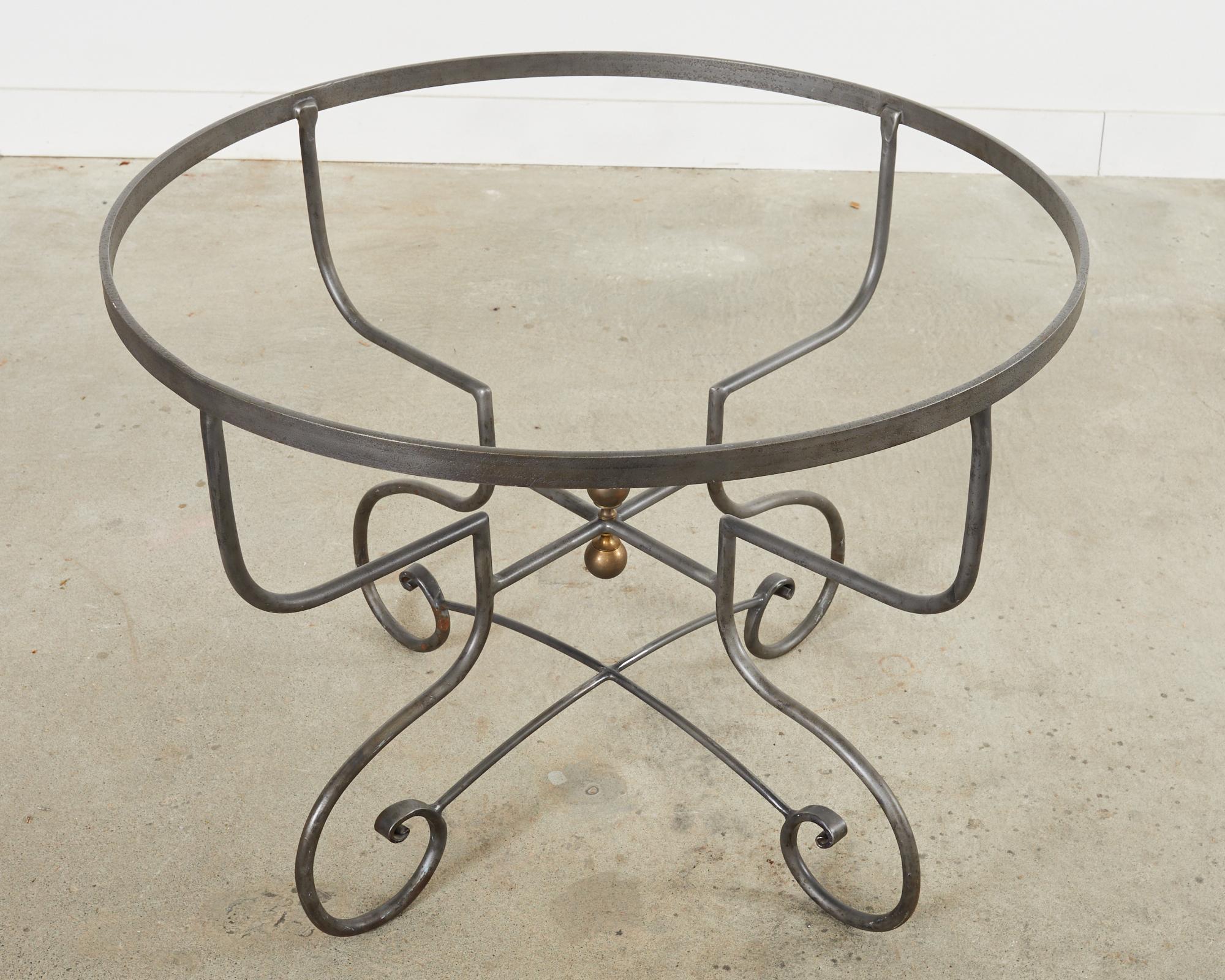French Bistro Style Round Iron Glass Garden Dining Table 12