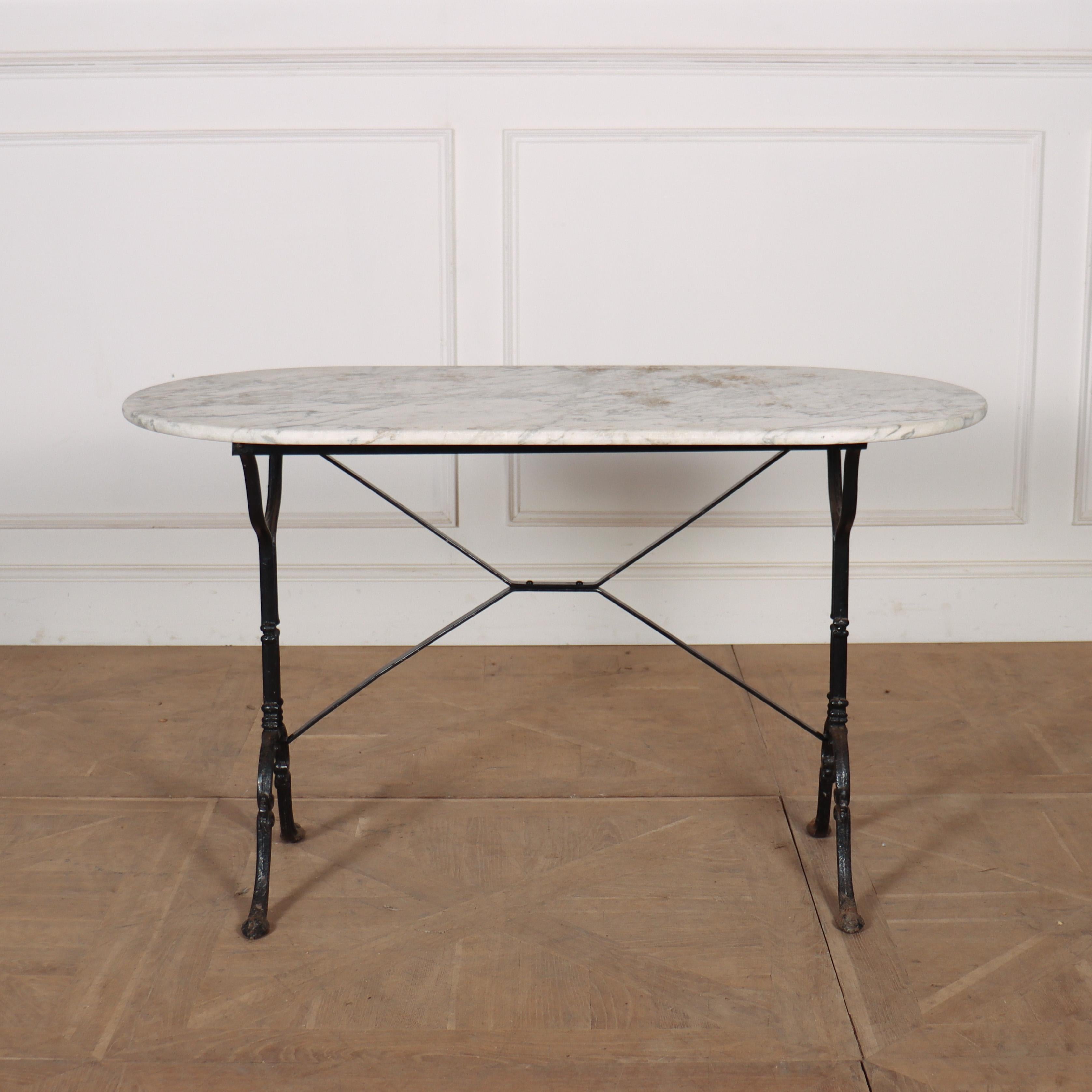 Early 20th C French bistro table with a marble top on iron legs. 1920.

Reference: 8124

Dimensions
47.5 inches (121 cms) Wide
23.5 inches (60 cms) Deep
28 inches (71 cms) High