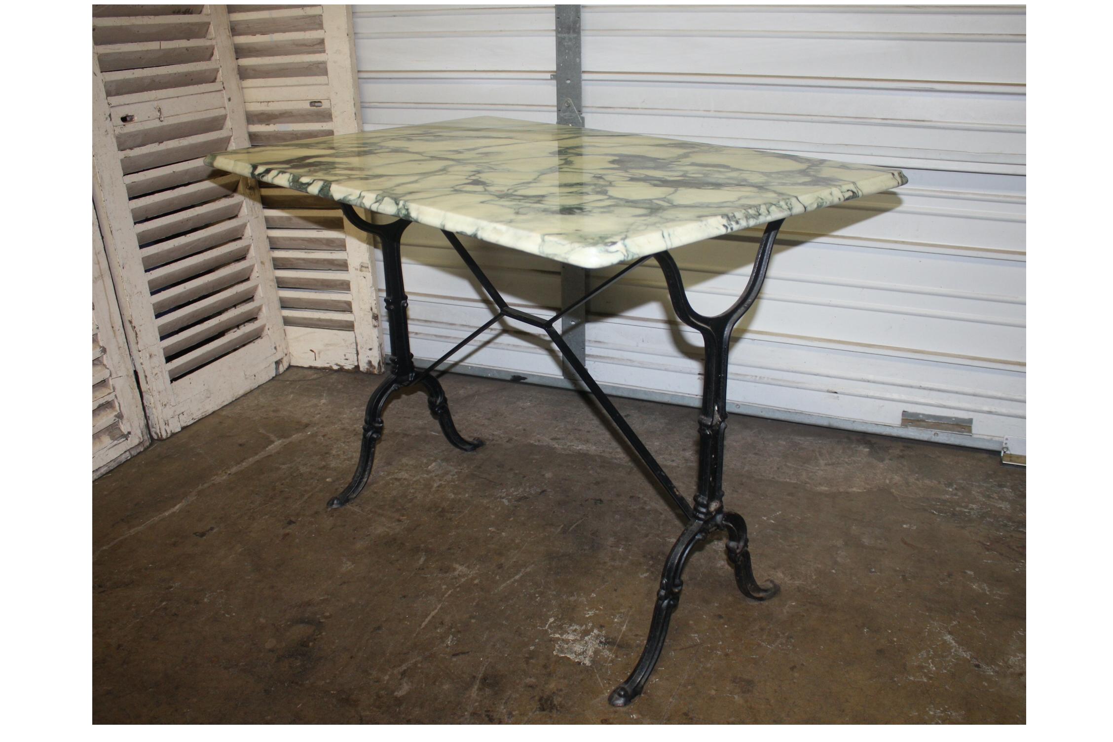 green marble bistro table