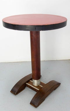 French Bistro Table Oak and Beech with Laminated Top Table, 1960