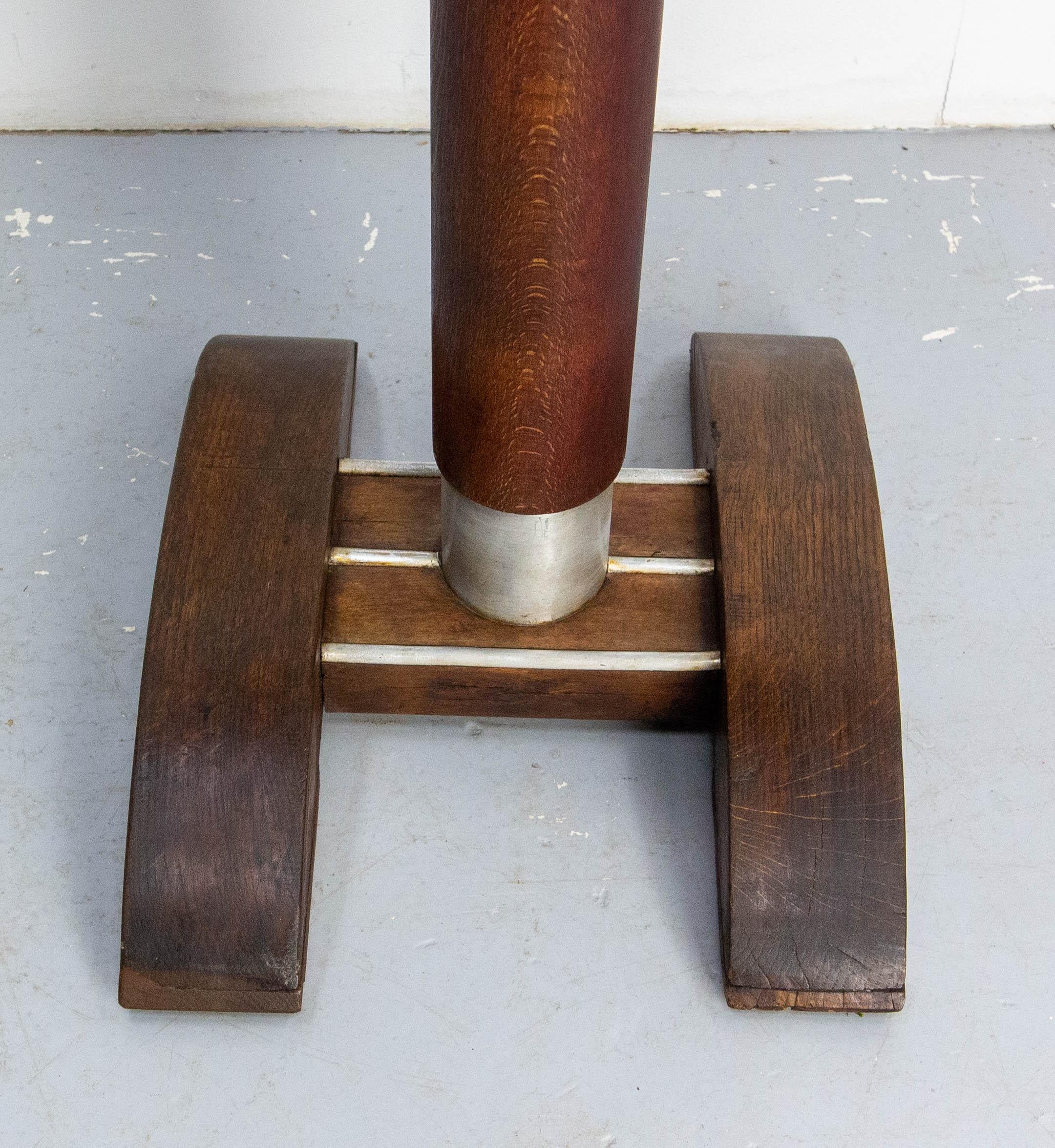 Français French Bistro Table Oak and Beech with Laminated Top Table, 1960 en vente