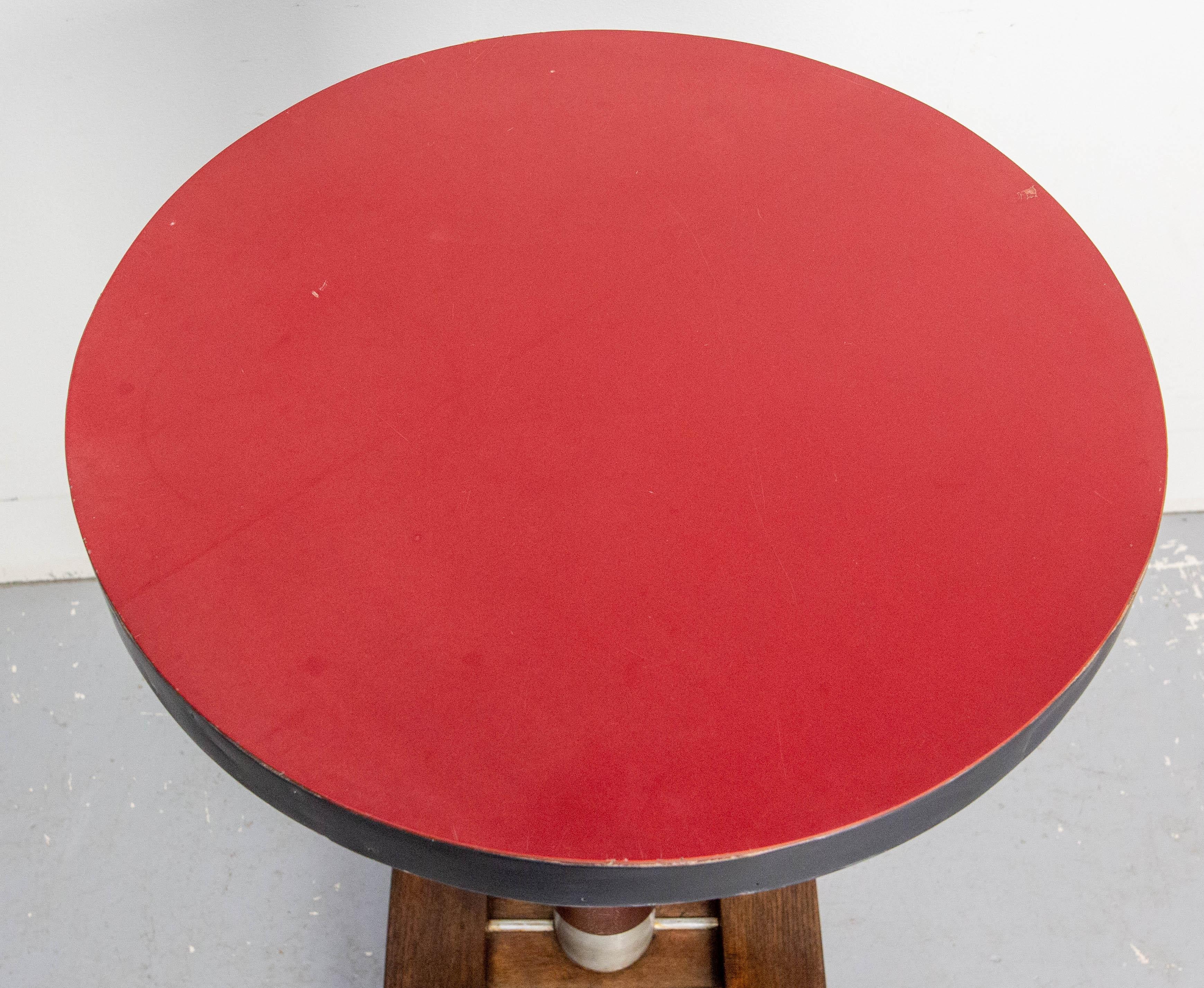 French Bistro Table Oak and Beech with Laminated Top Table, 1960 Bon état - En vente à Labrit, Landes