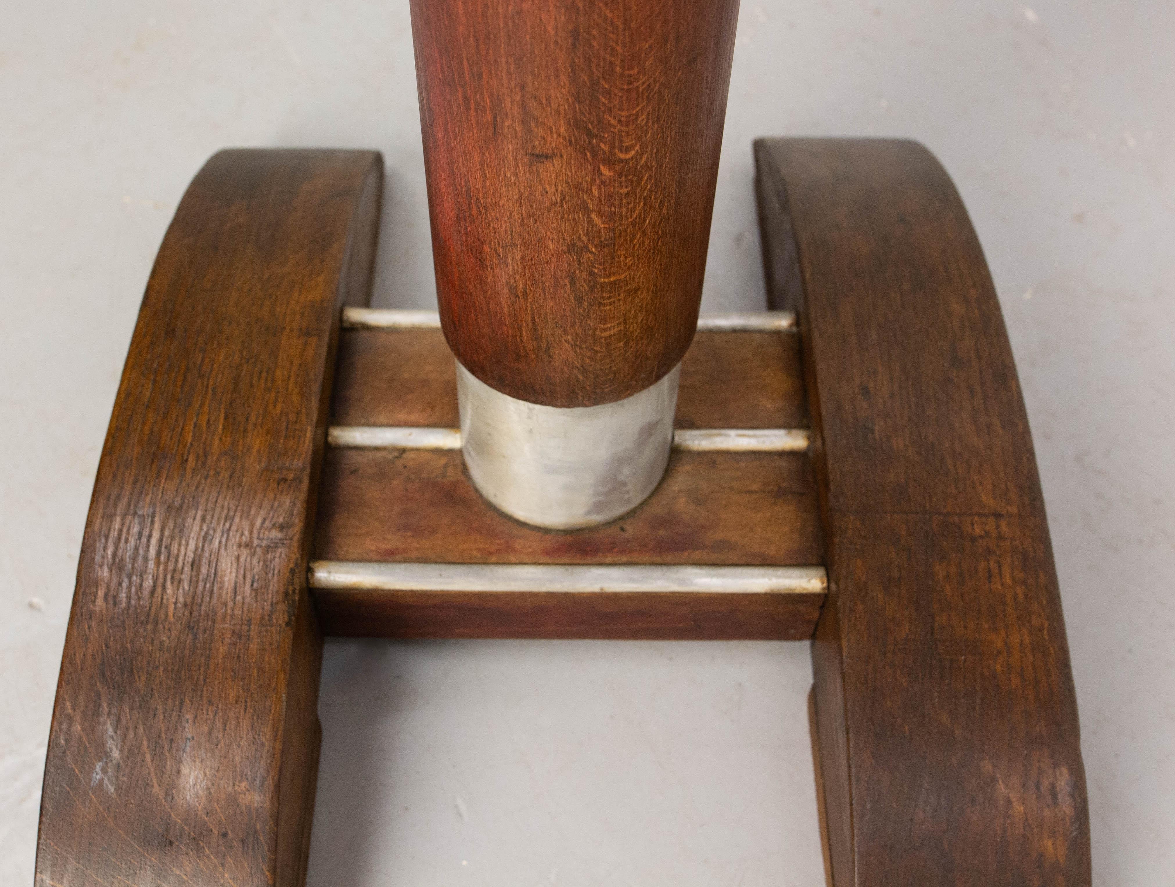 French Bistro Table Oak and Beech with Laminated Top Table, 1960 en vente 1
