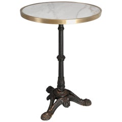 French Bistro Table with a Marble Top and Brass Edging