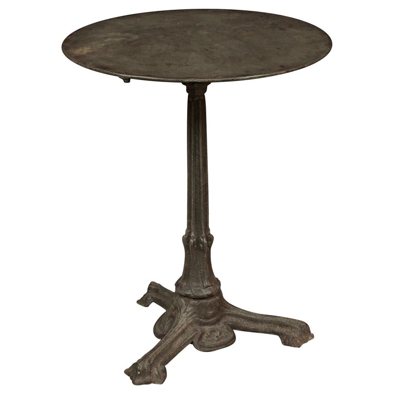 French Bistro Table with Cast Iron Base, circa 1930 at 1stDibs