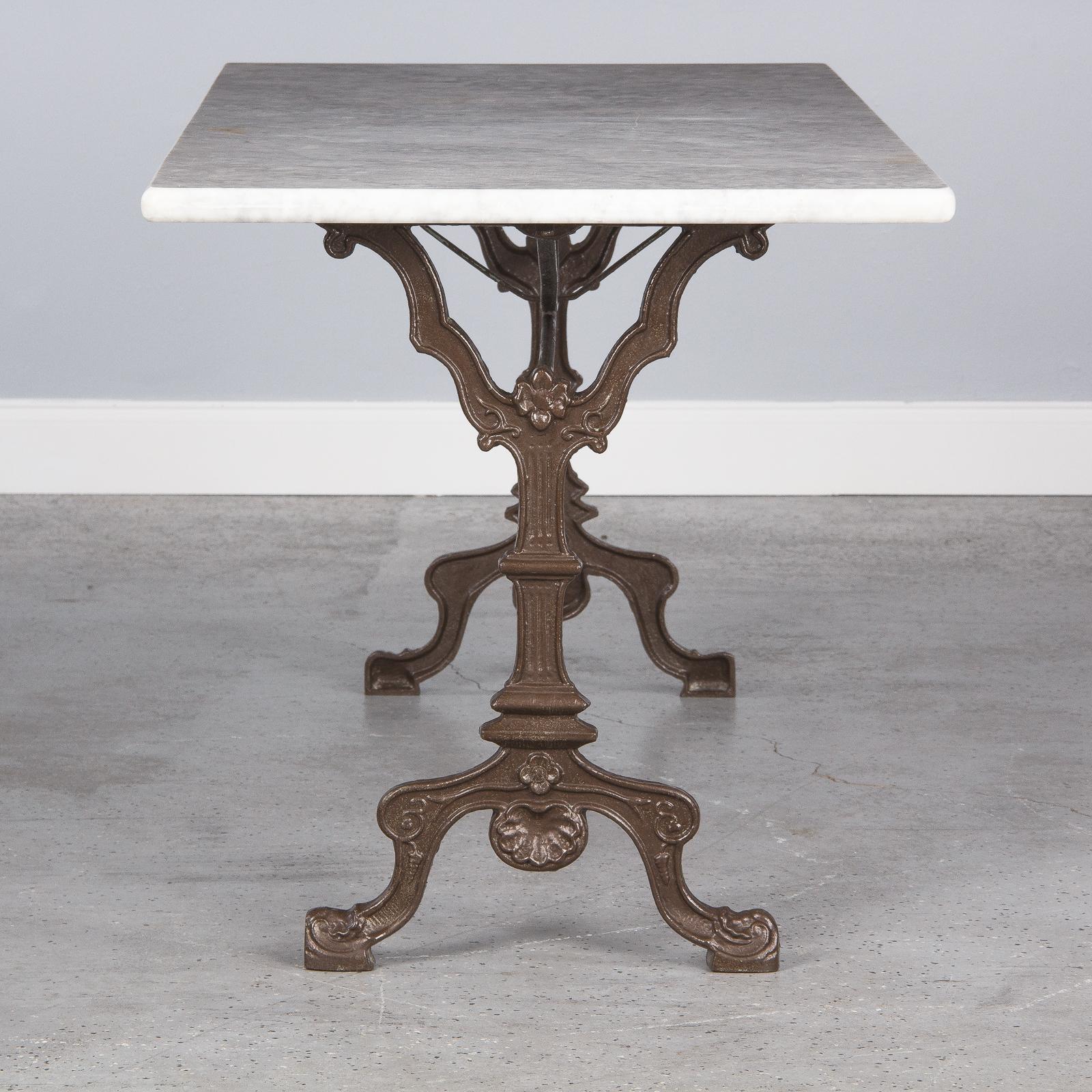 20th Century French Bistro Table with Iron Base and Marble Top, Early 1900s