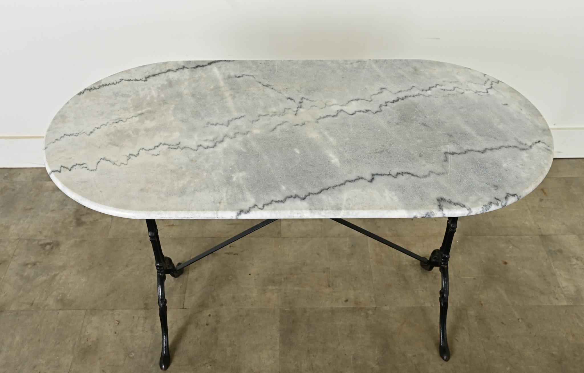 Cast French Bistro Table with Oblong Marble Top