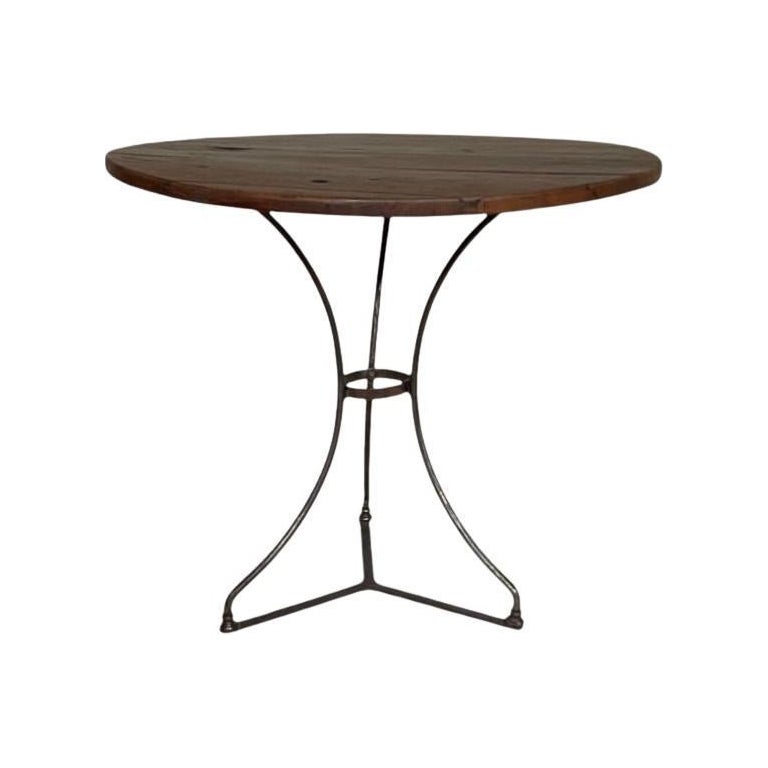 French Bistro Table with Original Wood Top 19th Century