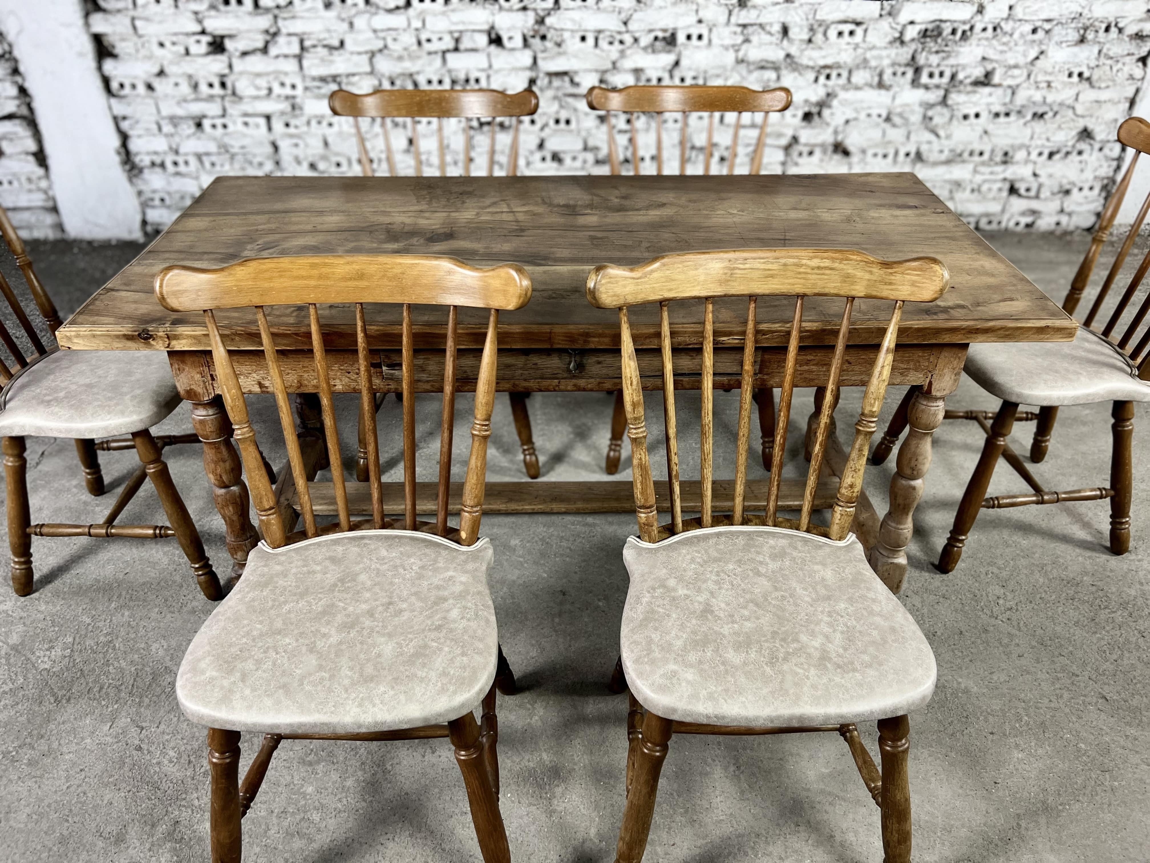 French Bistro Windsor Style Dining Chairs Reupholstered- Set of 12 4