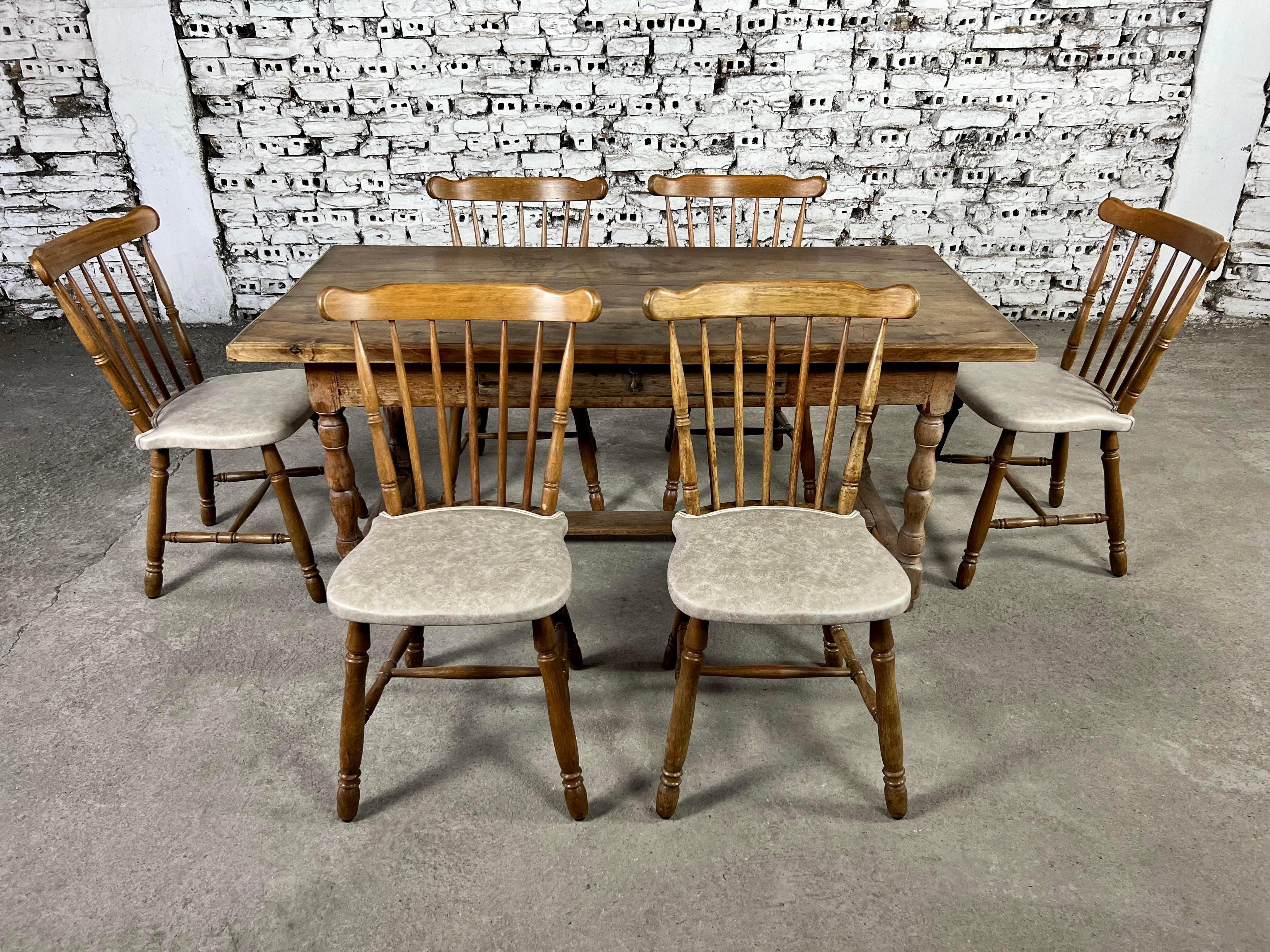 French Bistro Windsor Style Dining Chairs Reupholstered- Set of 12 3