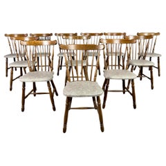 French Bistro Windsor Style Dining Chairs Reupholstered- Set of 12