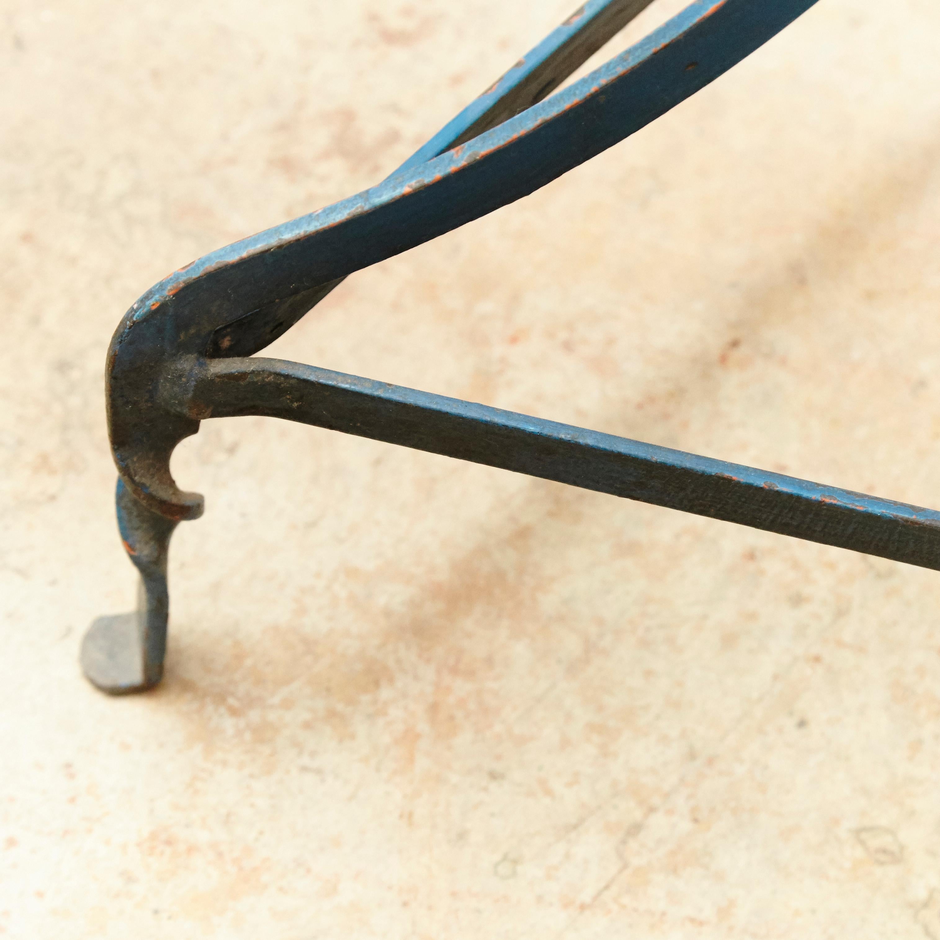 French Bistrot Blue Metal Table, circa 1930 3