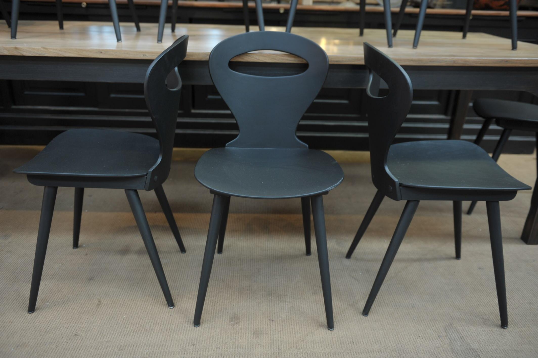 French Bistrot Chairs by Baumann Curved Beechwood, circa 1950 For Sale 10