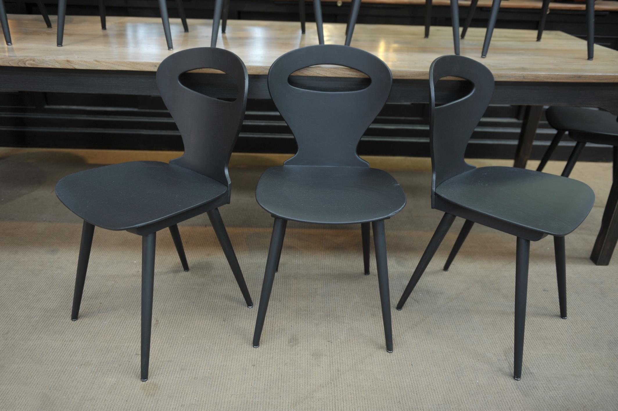 Mid-20th Century French Bistrot Chairs by Baumann Curved Beechwood, circa 1950 For Sale