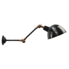 French Black 2-Arm Metal Vintage Industrial Brass Machinist Work Wall Light